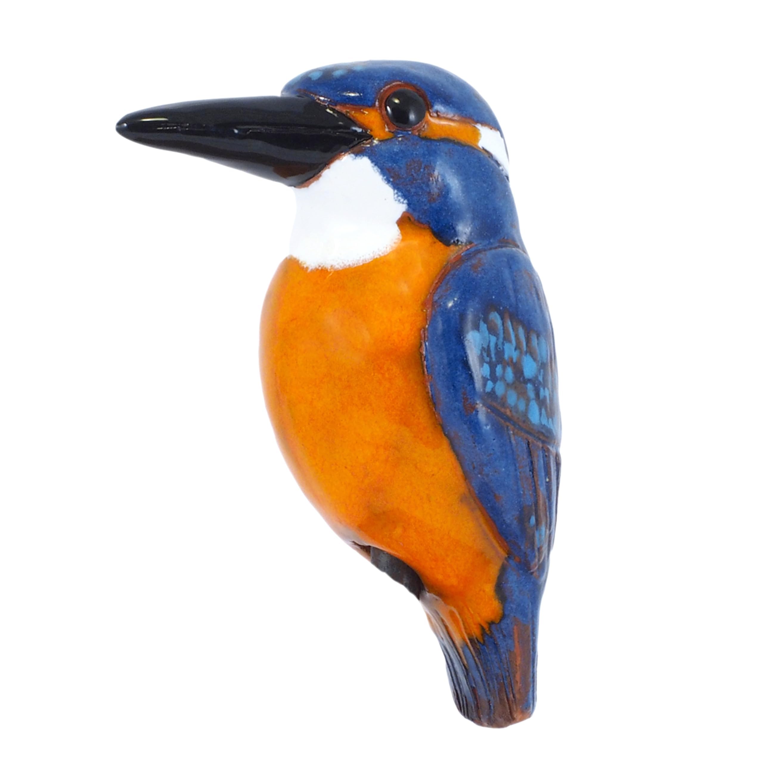 Gartenstecker Keramik Handgefertigt - Gartendeko für Draußen Wetterfest - Garten Deko Keramik - Vogel Gartenfiguren & Gartenstatuen - Eisvogel