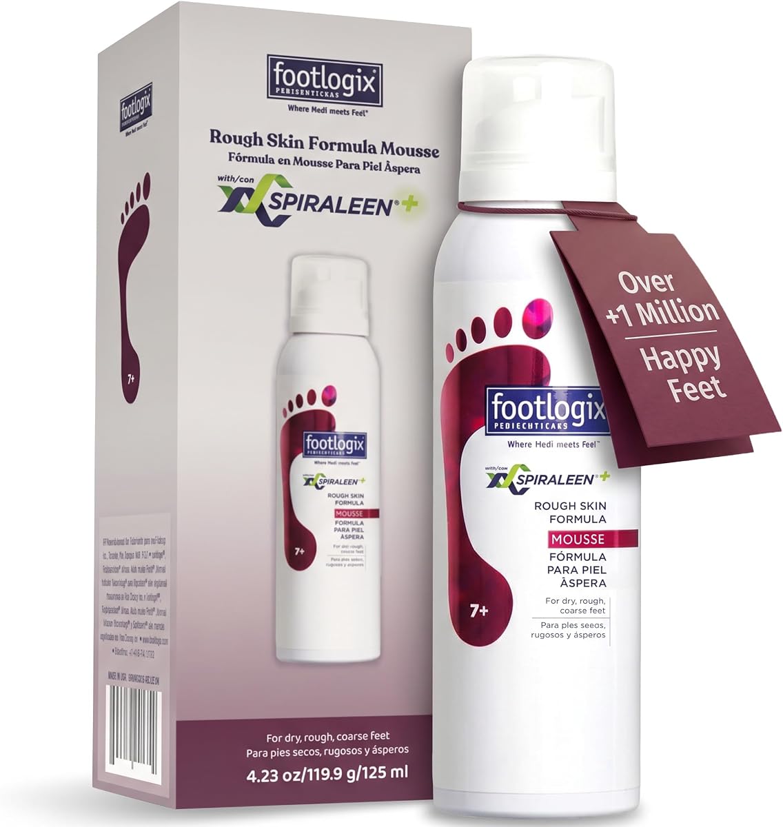 FOOTLOGIX Rough Skin Formula Mousse with Spiraleen® 4.23 oz | Urea Foot Mousse with Tea Tree Oil & Aloe Vera | Lightweight Moisturizer for Dry, Rough Skin | Dermal Infusion Technology | Men & Women