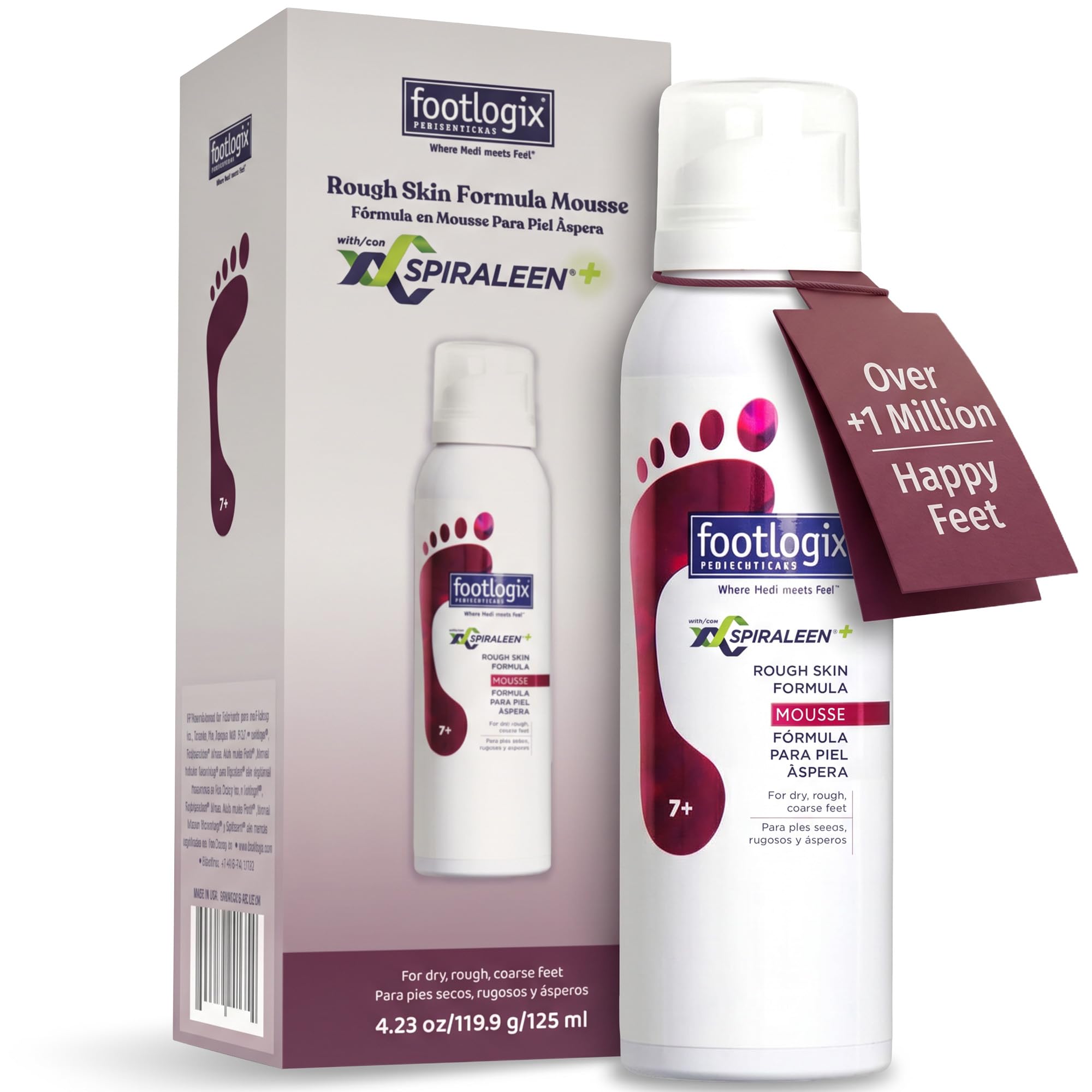 FOOTLOGIX Rough Skin Formula Mousse with Spiraleen® 4.23 oz | Urea Foot Mousse with Tea Tree Oil & Aloe Vera | Lightweight Moisturizer for Dry, Rough Skin | Dermal Infusion Technology | Men & Women