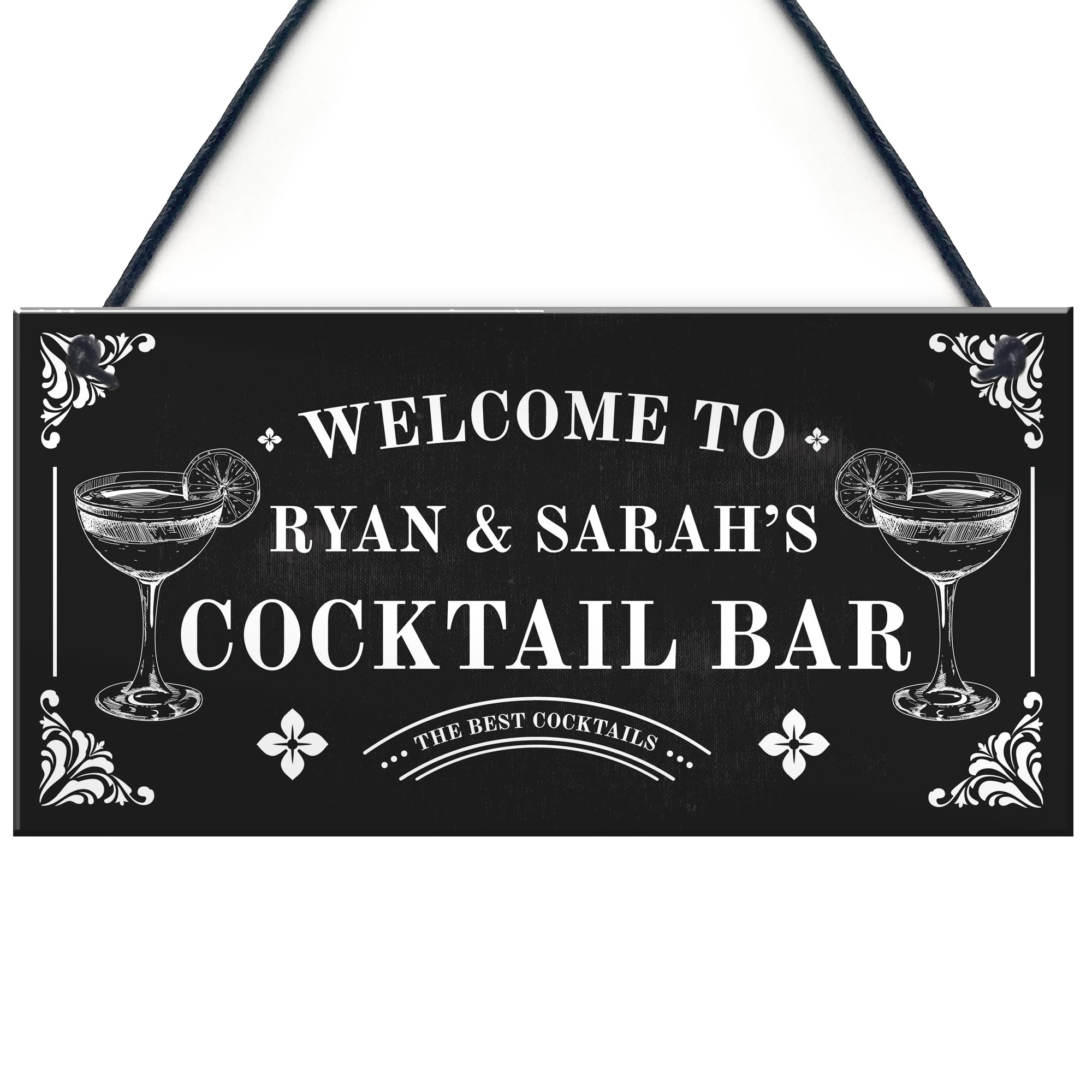 Personalised Cocktail Bar Sign Shabby Chic Bar Pub Plaque Home Gift Alcohol Gift