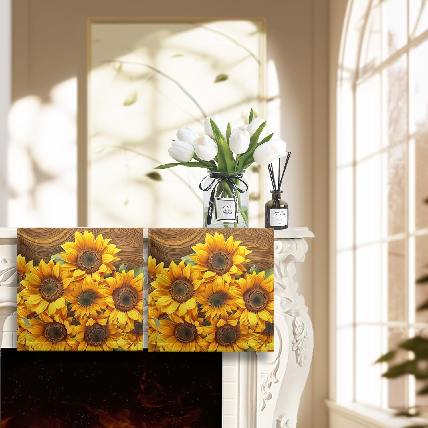 Yellow Sunflowers Hand Towels for Bathroom Set of 2 Summer Flowers Brown Kitchen Towels Spring Floral Vintage Dish Towel Absorbent Bathroom Towels for Gym Spa Home Decor 14.4 x 28.3 inch - Image 5