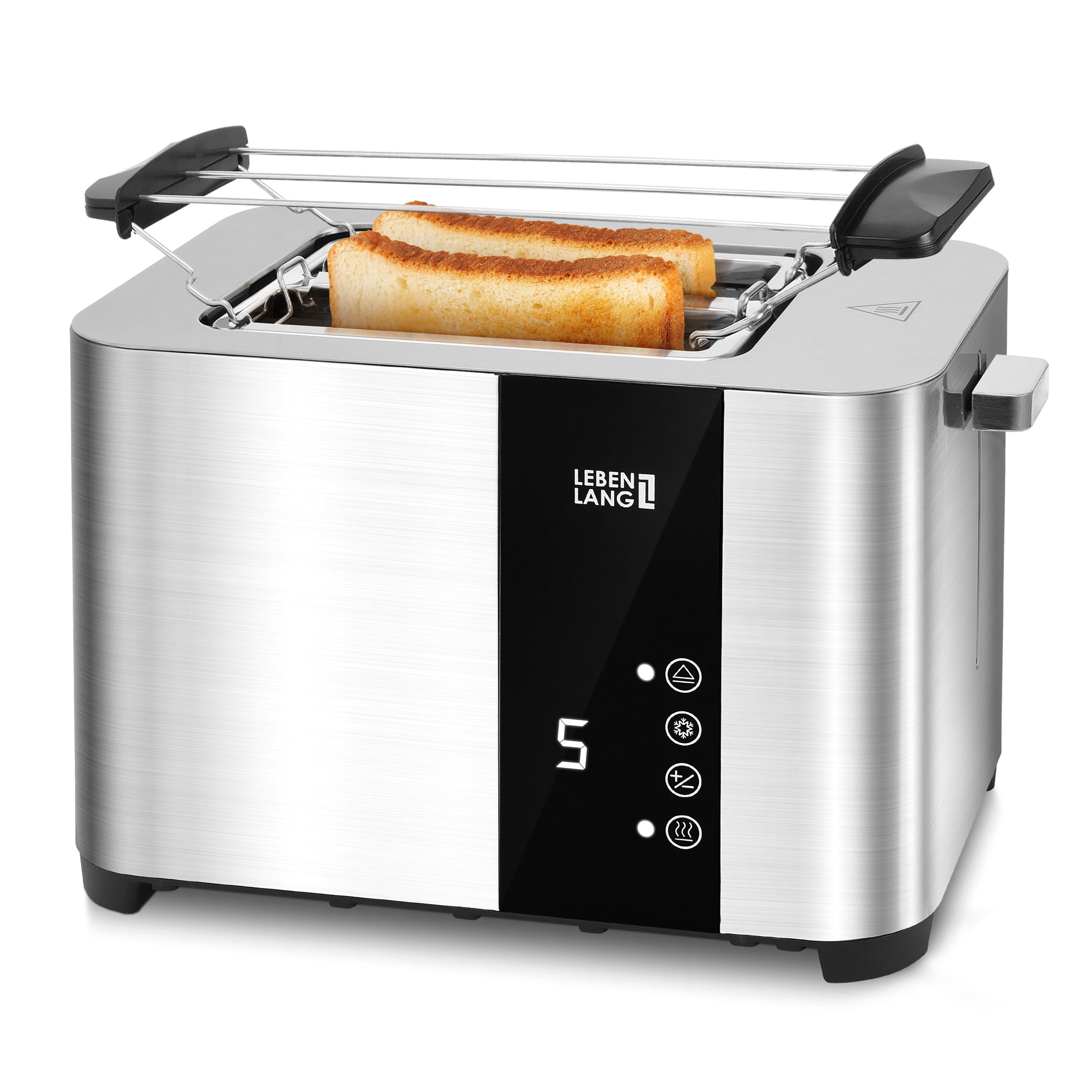 Tostapane 2 Fette LEBENLANG Touchscreen - 850W, 7 Modalità, Pinze Acciaio Inox Per Toast Farciti