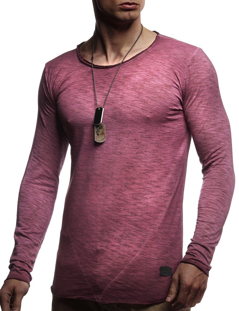 Leif Nelson Men's Sweater Long Sleeve Crew Neck Sweatshirt LN-6302 Violet XX-Large