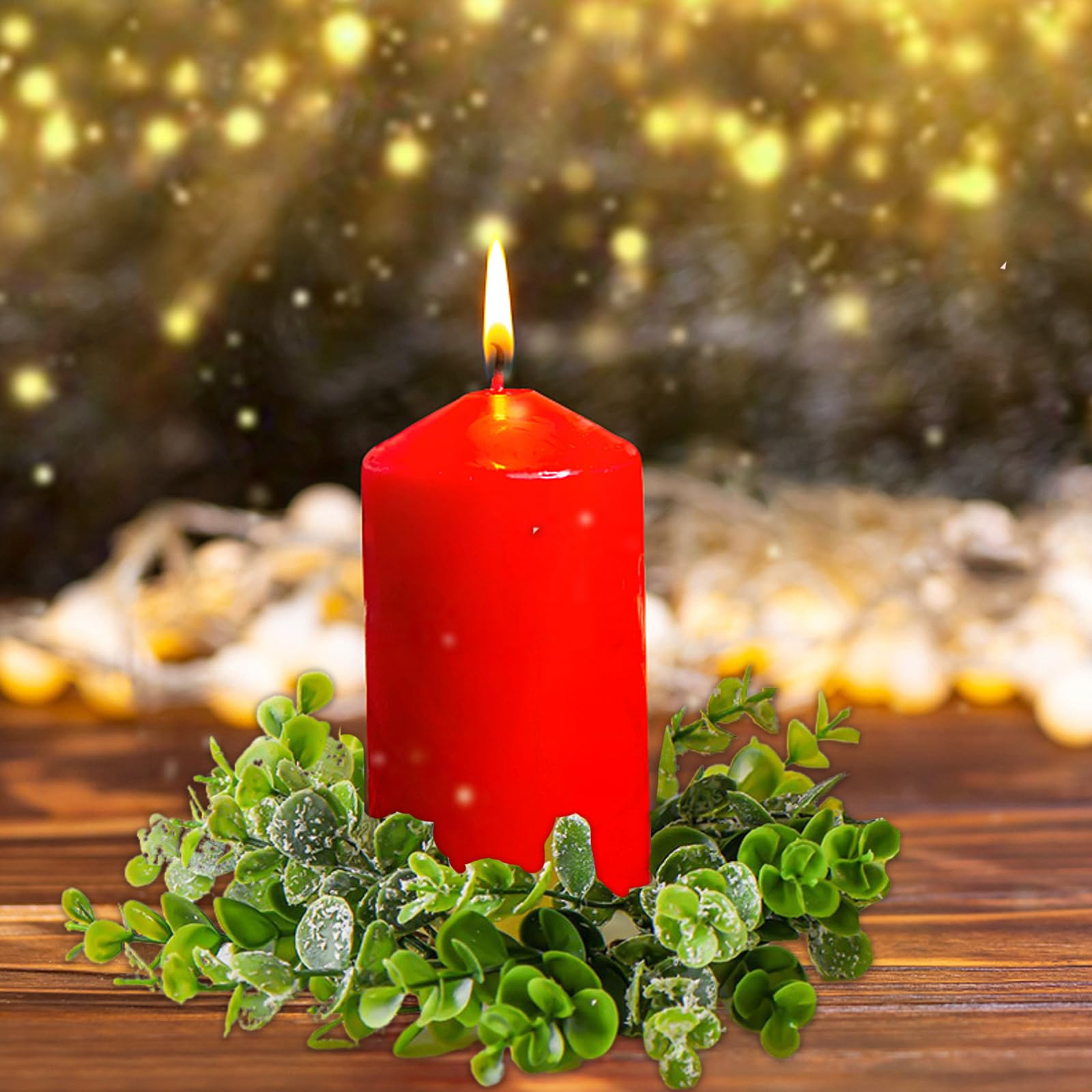 Anelli Candela Eucalipto Artificiale | LOGOFUN | Decorazione Natale E Matrimoni | Verde - Foto 13