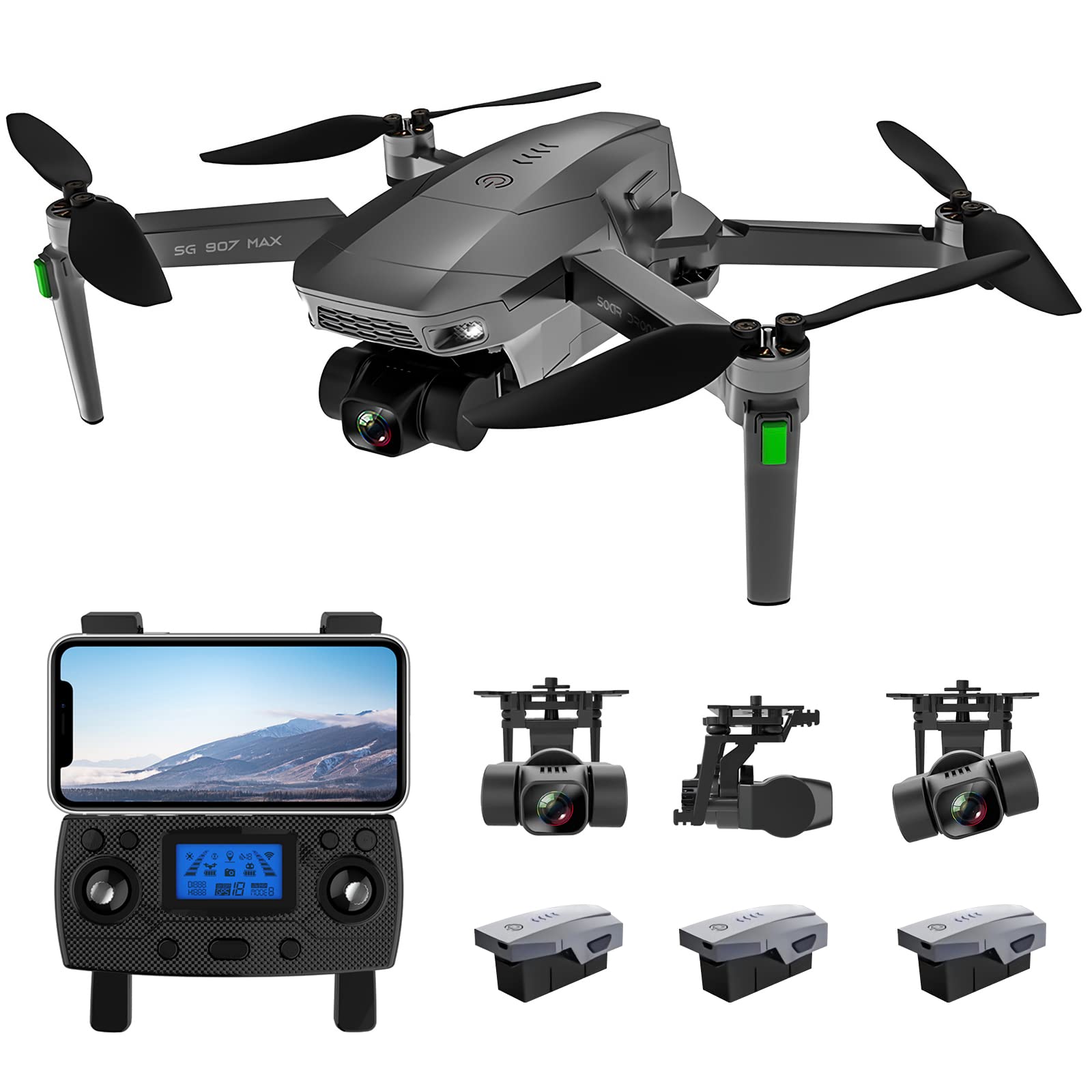 Quadricottero RC per Adulti, Drone GPS con Fotocamera 4K, Ritorno Automatico, Giunto Cardanico a Tre Assi, modalità Brushless, Flusso Ottico Altezza Fissa, Video Foto Gesto, Segui Immagine,