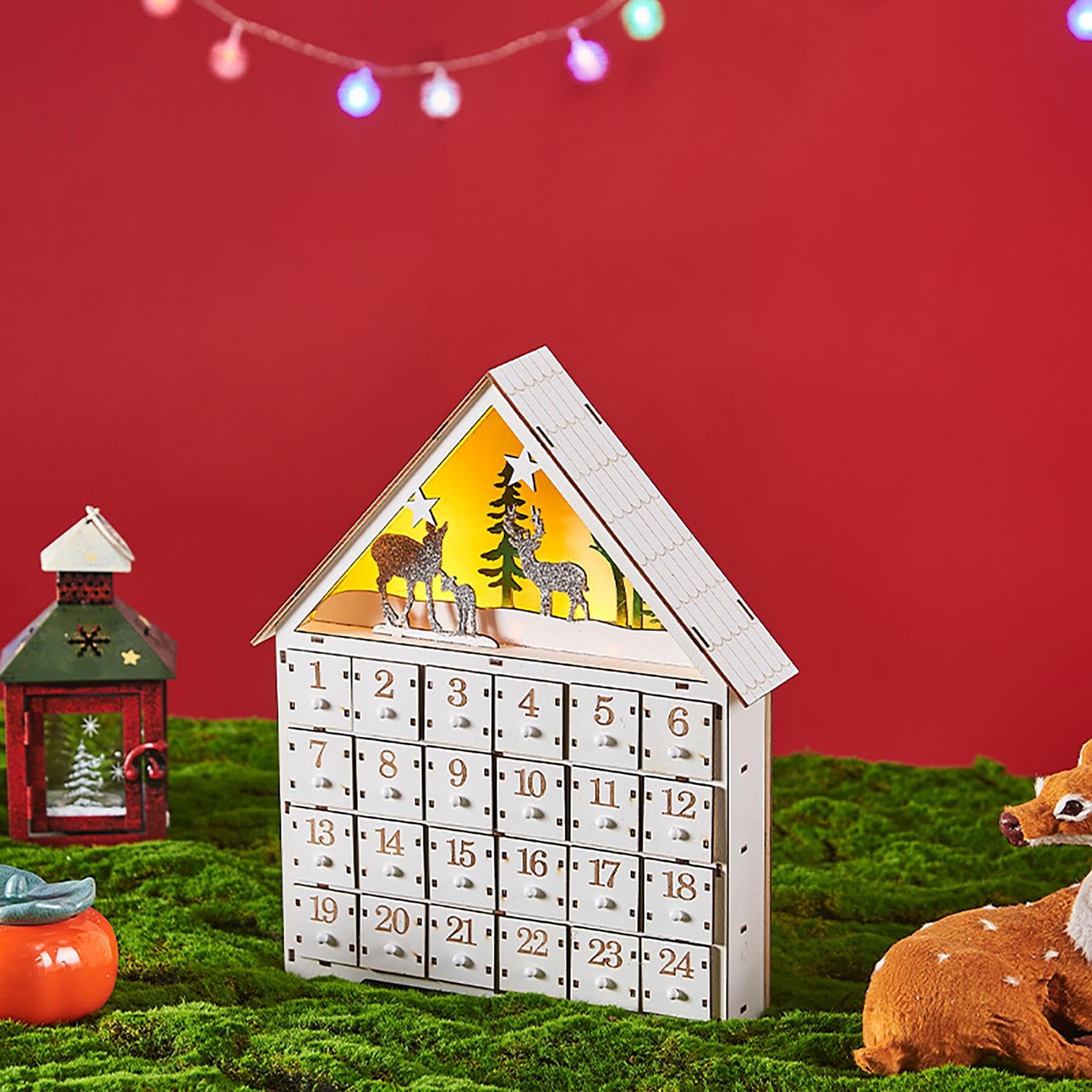 Amazon.co.jp: クリスマス木製アドベントカレンダー, 24 個の引き出し