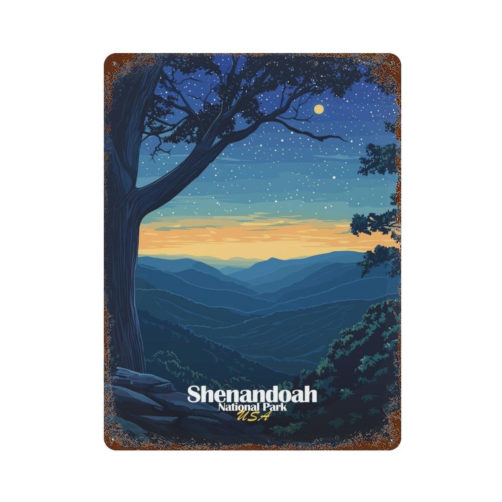 Shenandoah National Park Vintage Rust Metal Sign 15.7"x11.8", Classic Wall Plaque for Basement, Hobby Room And Garage Decor