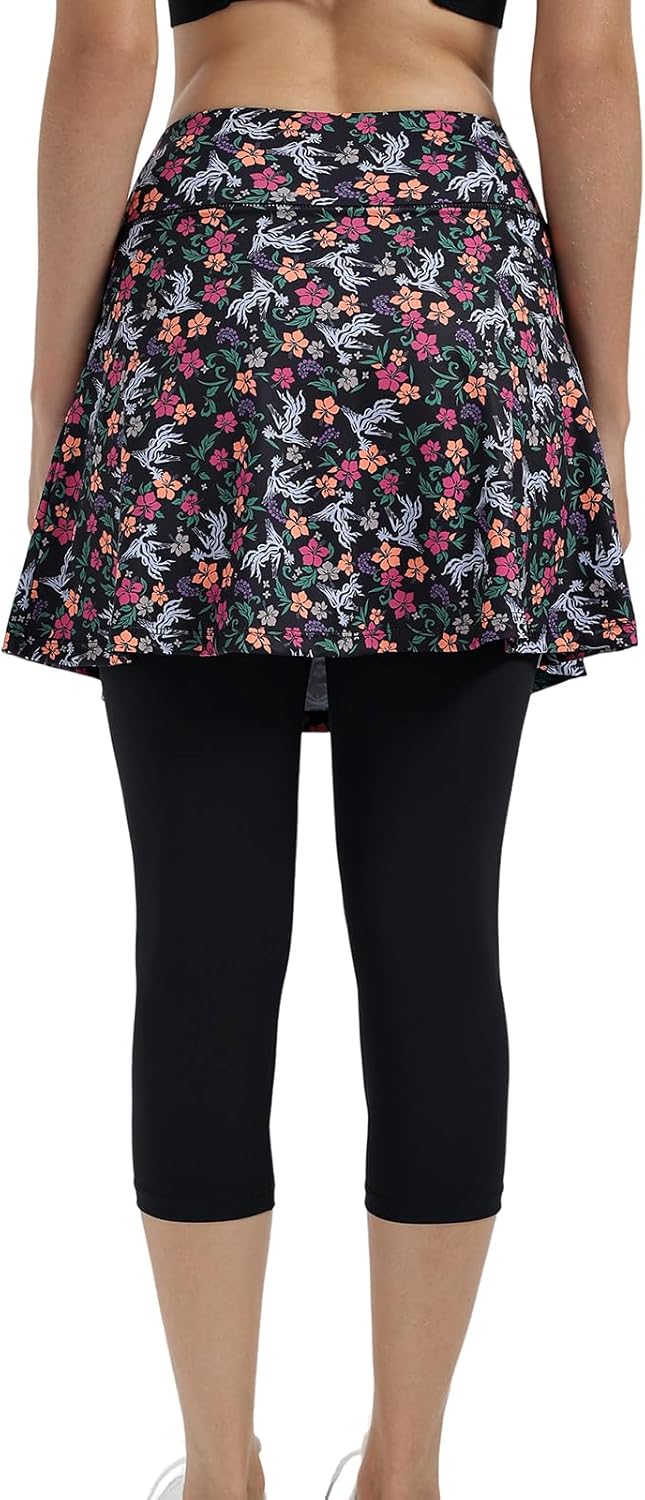 Xioker Women Athletic Skirts with Leggings,Skirted Leggings Skorts with Pockets