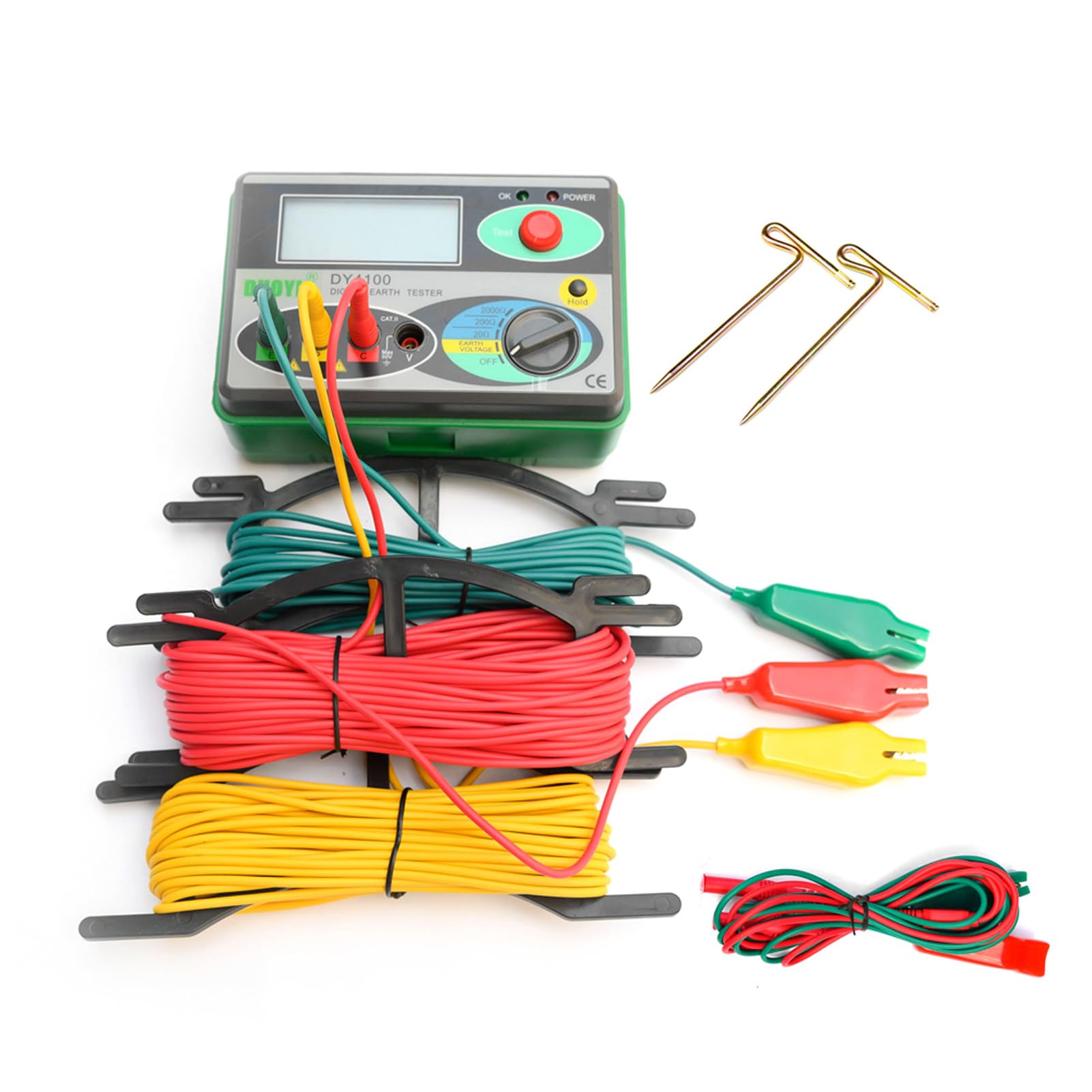 Tester di Resistenza di Terra Digitale con Risoluzione 0,01 Ohm | Custodia in Plastica, Esterno, Compatibilità con Sistemi di Alimentazione, Megaohmmetro, Tensione CA da 0 a 30 V,