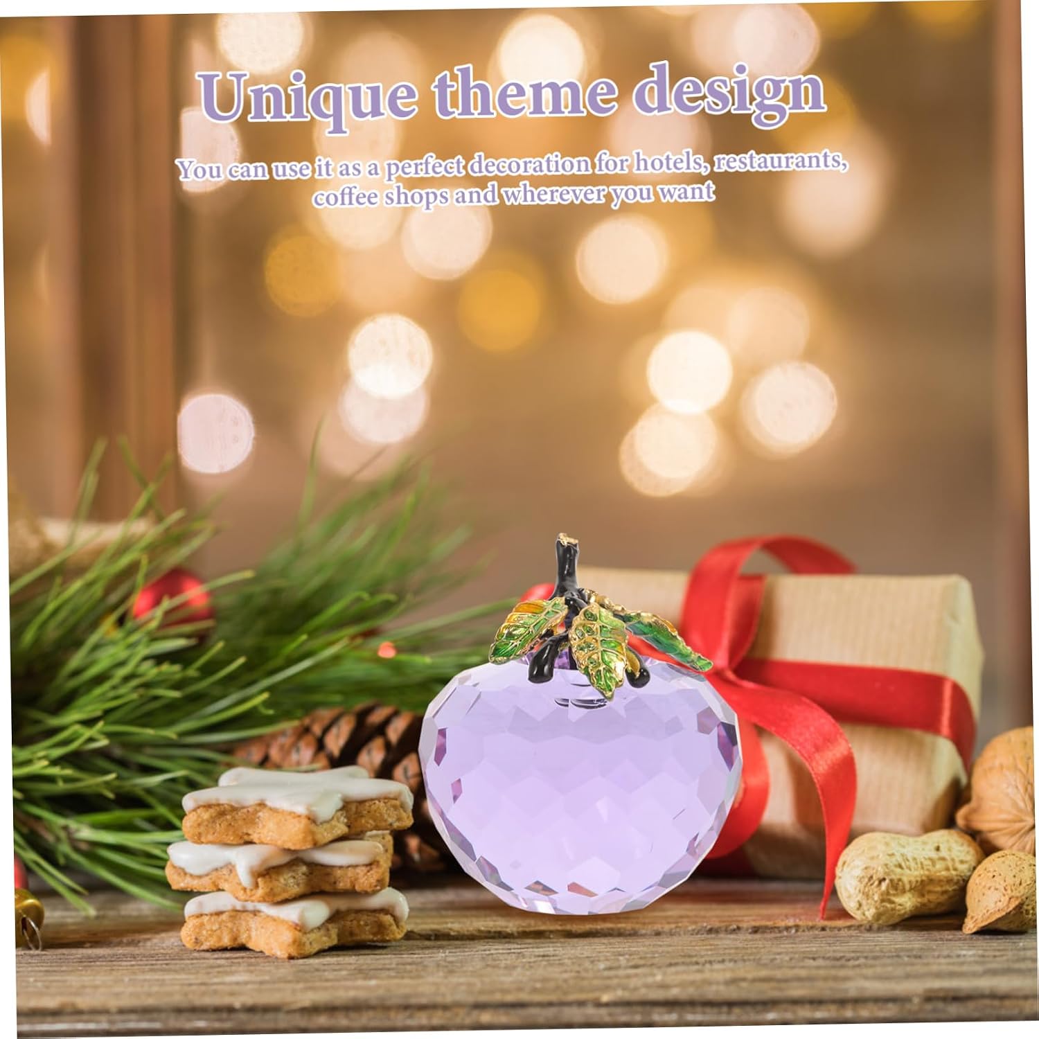 Crystal Faceted Ornament Purple Desktop Decor for Xmas Home Decoration Collectible Figurine for Peace and Luck Elegant Crystal Craft