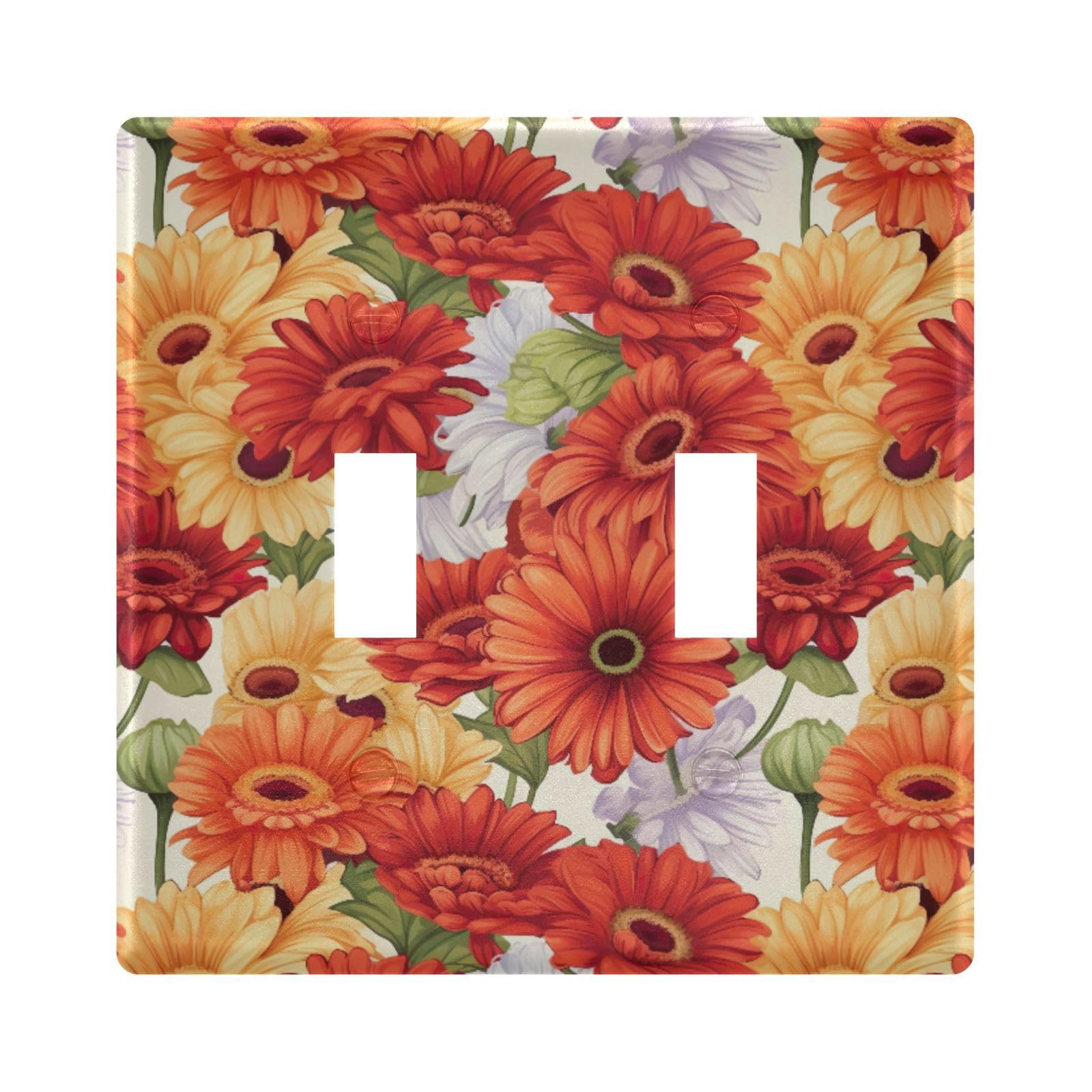 UMIRIKO Daisy Flower Light Switch Cover Plate Covers Decorative Double Toggle Home Decor 202a8824