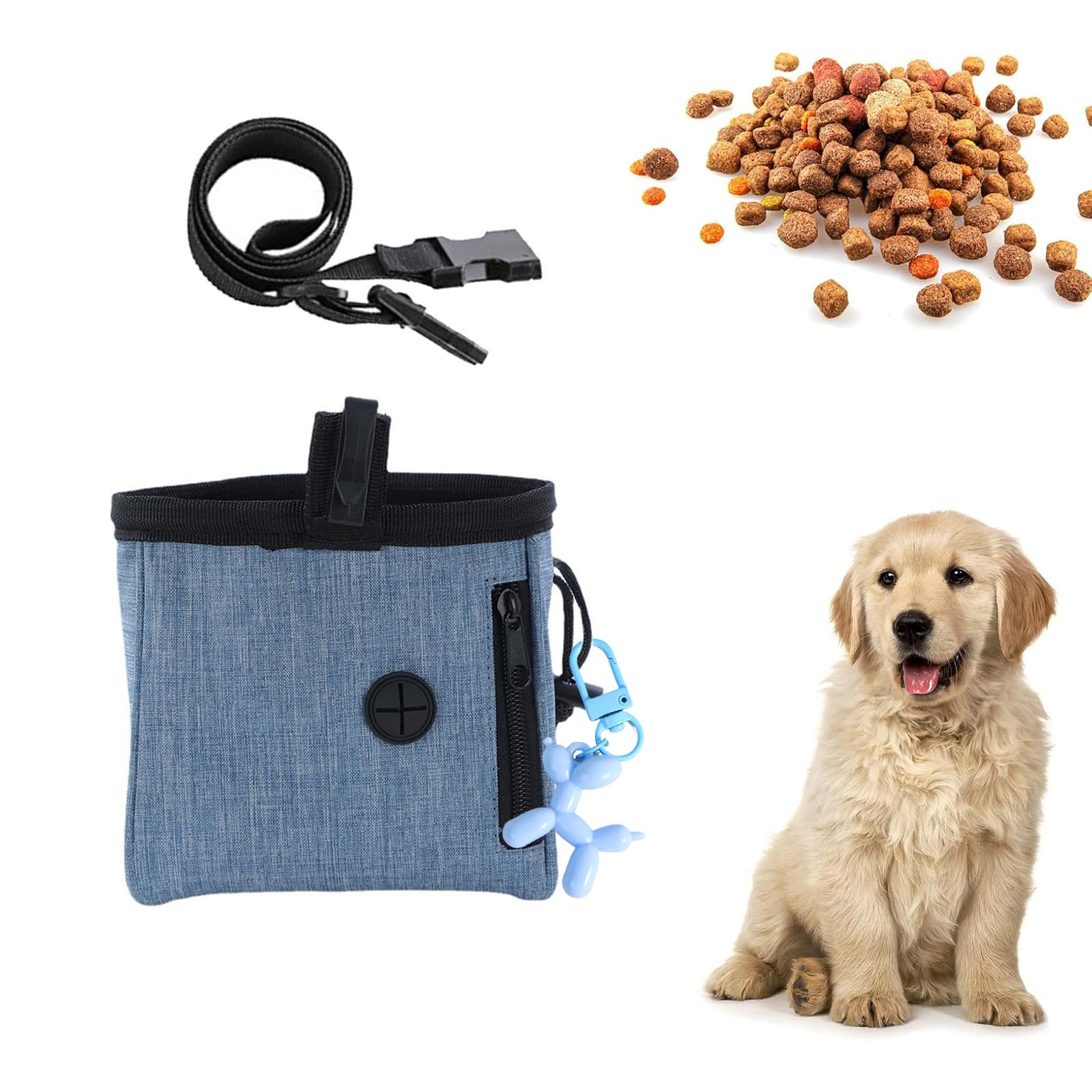 Porta Premietti per Cani,Marsupio per Cani,Accessori per Cani,Sacca per cani, per addestramento del cane,multifunzionale con dispenser per sacchetti, cintura regolabile,Ciondolo cane palloncino