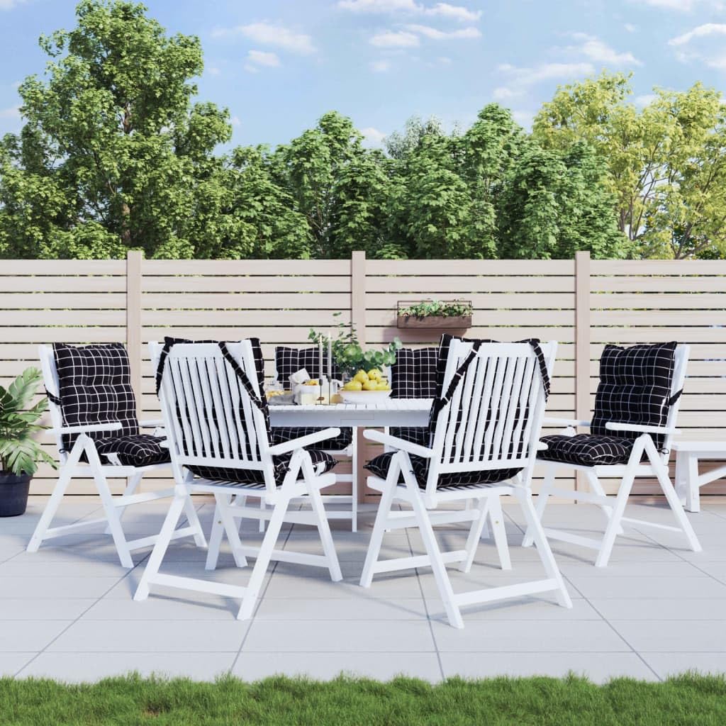 Coussin de jardin dossier bas noir lot de 6 100x50 cm en tissu Oxford étanche pour fauteuil