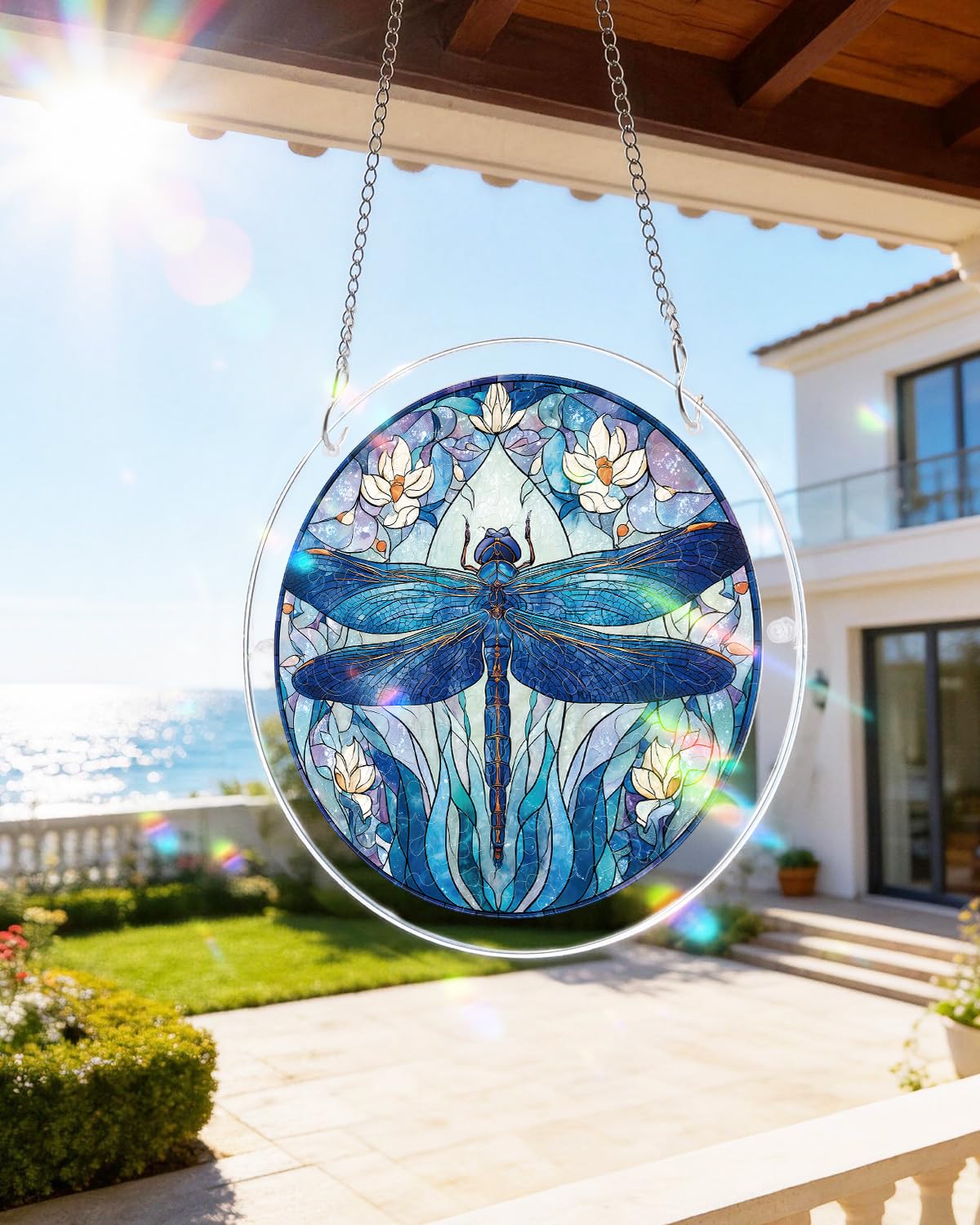 Acrylic Puzzle for Adult, Colorful Moonlit Dragonfly Sun Catchers Window Hanging Panel 83 Pieces Puzzle SunCatchers for Home Decor Birthday Women Men Mom 7.36 in — view 2
