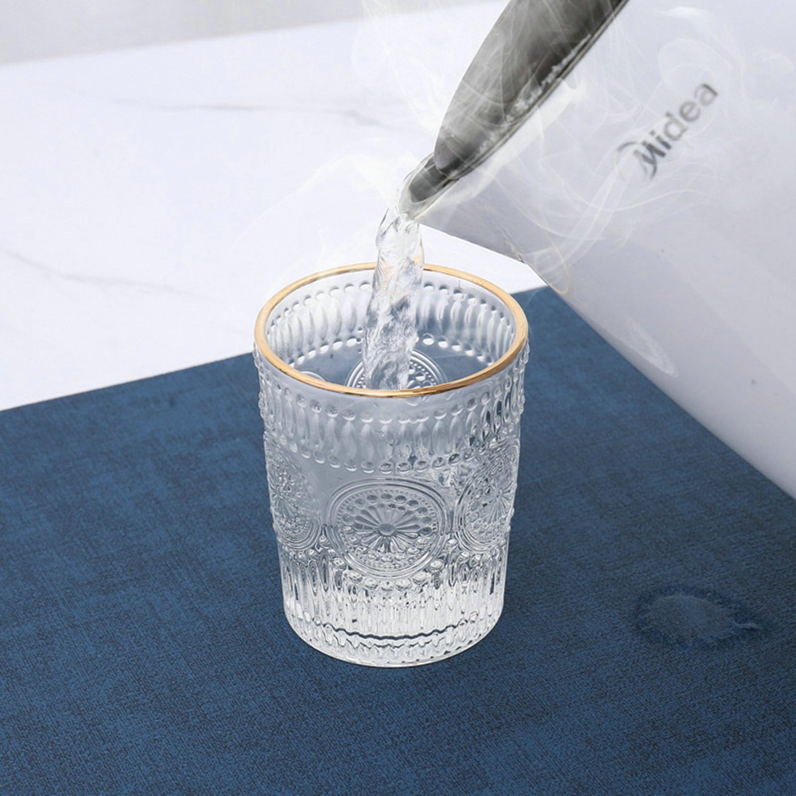 Juego de 8 manteles individuales de mesa, lavable, piel de esquina, color liso, textura de tela antideslizante, resistente al calor, para cocina, azul marino, 48 x 30 x 34 cm
