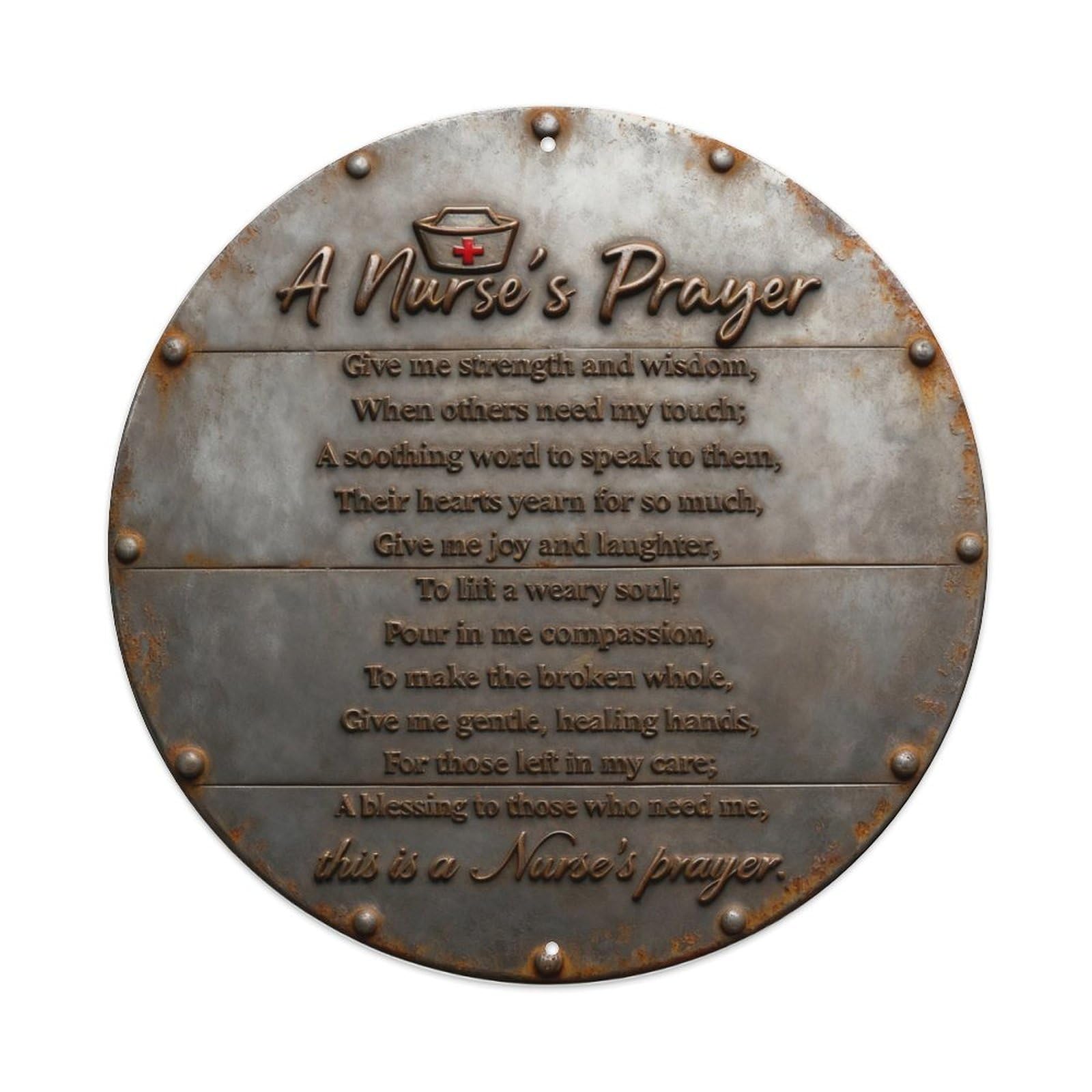 Nurse Prayer Metal Sign Art Round Metal Tin Sign Vintage Wall Decor, Bar Garage Cafe Kitchen Home Wall Art Poster 8x8inches
