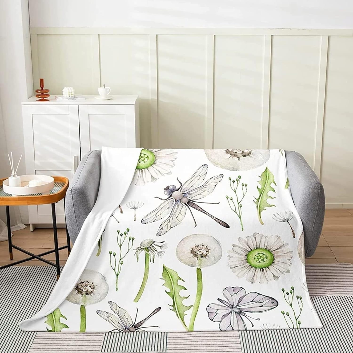 RAMOTE 3D Dragonfly Throw Blanket, Fluffy Warm Flannel Fleece Blanket