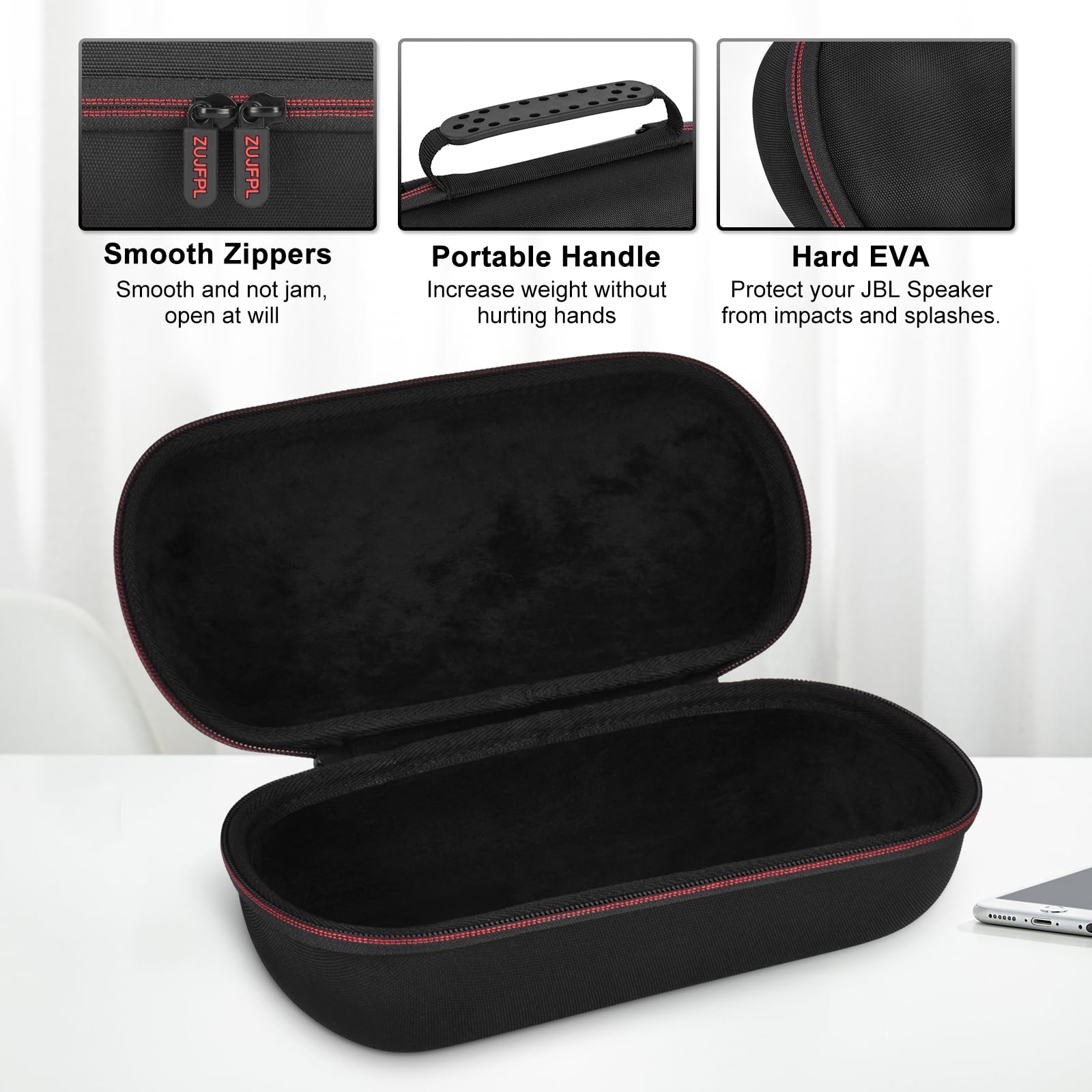 Portable Shell Case for JBL Pulse 5 Speaker, Hard Carrying Bag, Waterproof Travel Case with Shoulder Strap and Handle - Black