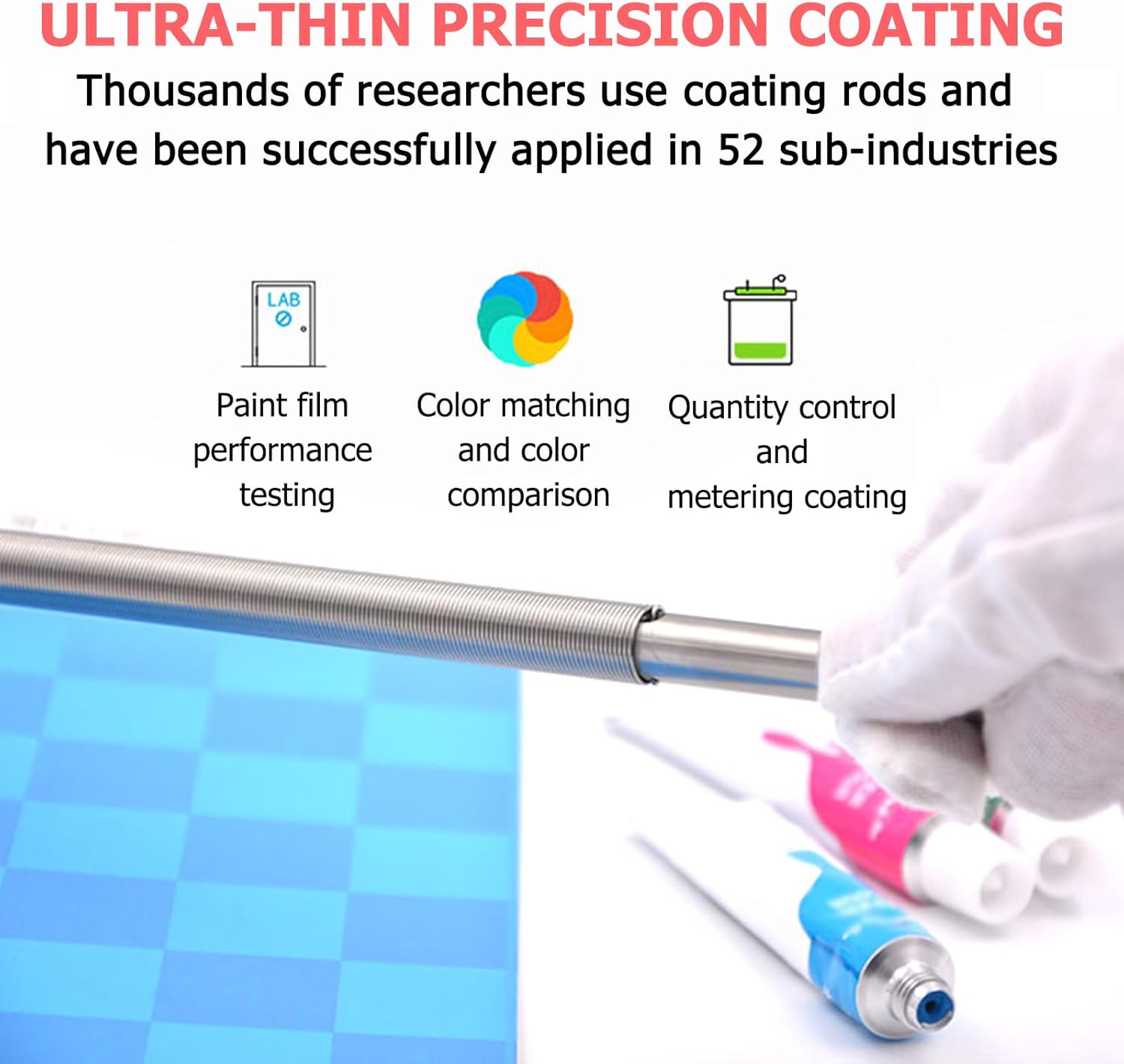 Wire Bar Rod Wet Film Applicator Coater, Wire Bar Applicator Wire Rod Coater, 304 Stainless Steel, Effective Coating Width 30cm, for Varnishes Glue Paint Ink Cosmetics Coating