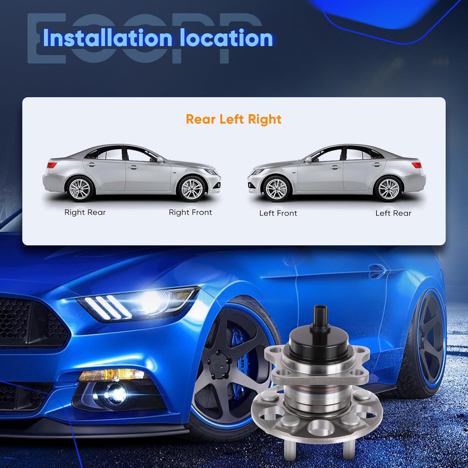ECCPP Wheel Hub and Bearing Assembly Rear 512425 fit for Scion Xd 2008-2014 5 Lugs Wheel Bearing Hubs with ABS 1pc