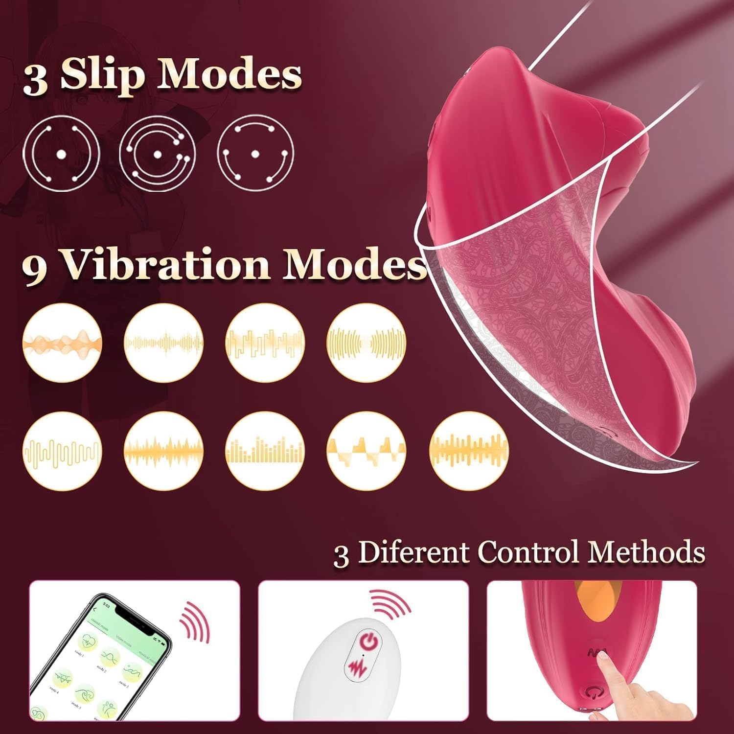 Braĝaș Vibrạdórés con Control Remotao Ŝilicoņà Mariposa Vībrādôr, Vìbràdòrěs Sěxúàl Mujer Clítộrìs Mando Distancia Inalámbrico para Eśtìmúlàdòr Púntò Ĝ Clìtòriaño, Carga Usb 9 * 3 Modos