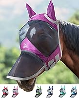 Vista 27 de Harrison Howard CareMaster Pro - Máscara luminosa para mosca de caballo, gran espacio para los ojos, nariz larga con orejas, protección UV
