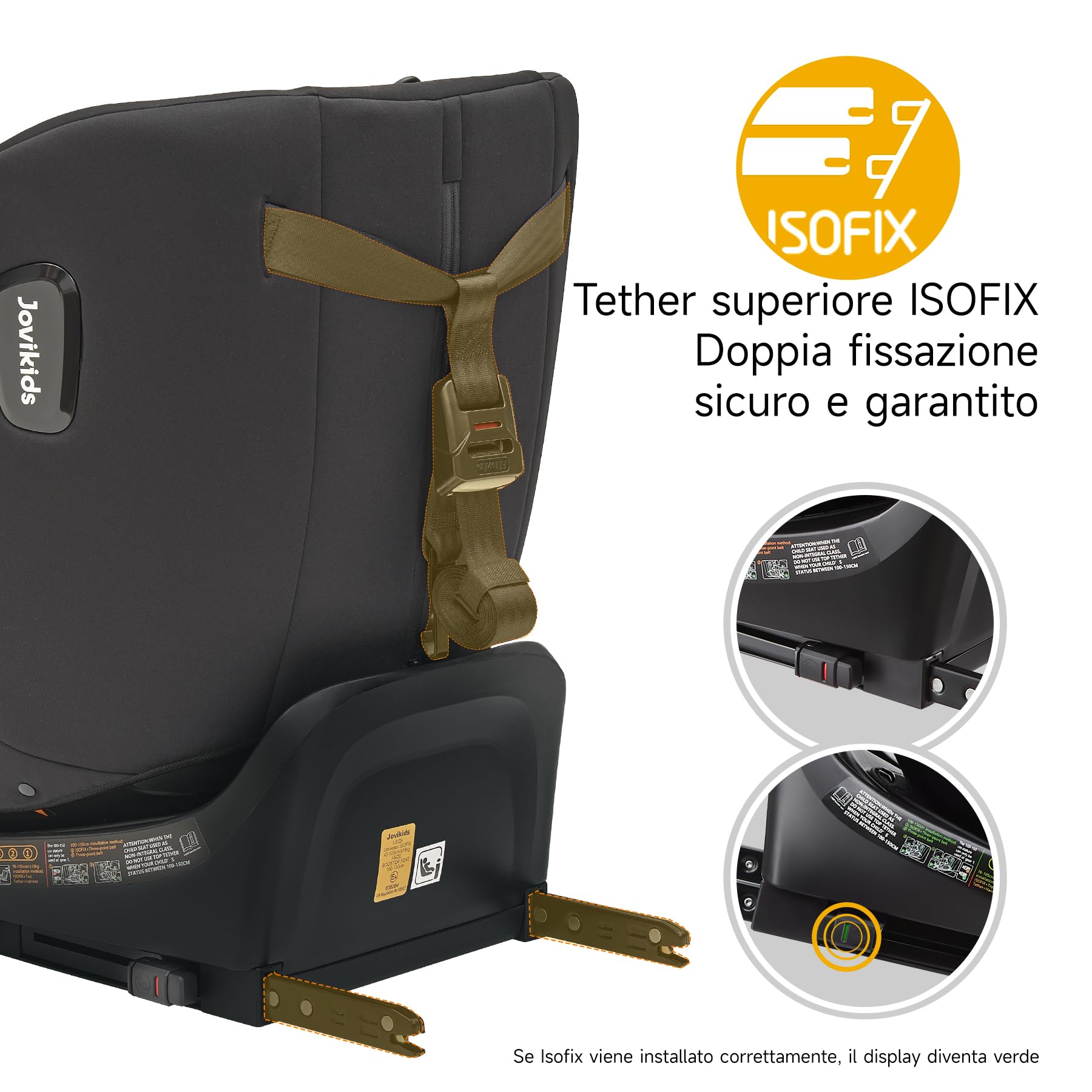 Jovikids i-Size 360° Girevole Seggiolino Auto 0-36 kg, Seggiolino Isofix Top Tether, ECE R129/E4 40-150cm dalla Nascita a Circa 12 anni