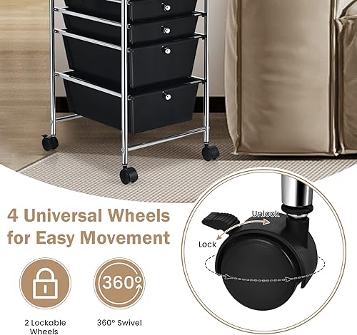 Miniatura 6 de SILKYDRY Carrito de almacenamiento con ruedas de 6 cajones, carrito multiusos con ruedas, cajones extraíbles para papel de herramientas de álbumes