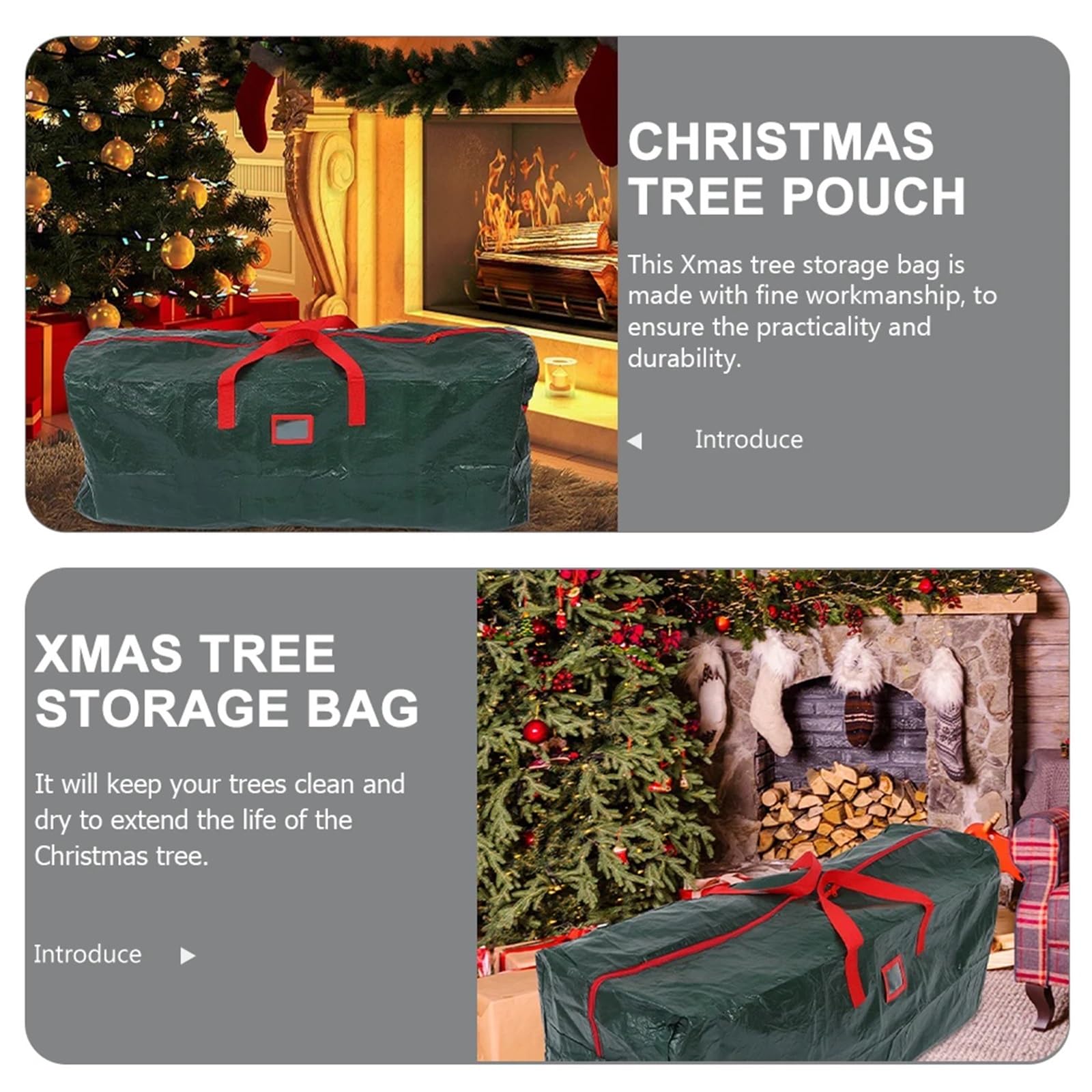 Weihnachtsbaum Aufbewahrungstasche Einkaufstasche mit Bäumen, Aufbewahrungstasche, grün, Polyestergewebe, Reißverschluss