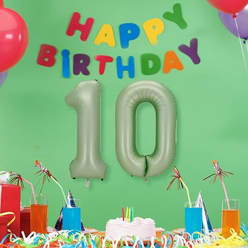 Miniatura 4 de Globos de papel aluminio verde Oliver número 5, 40 pulgadas