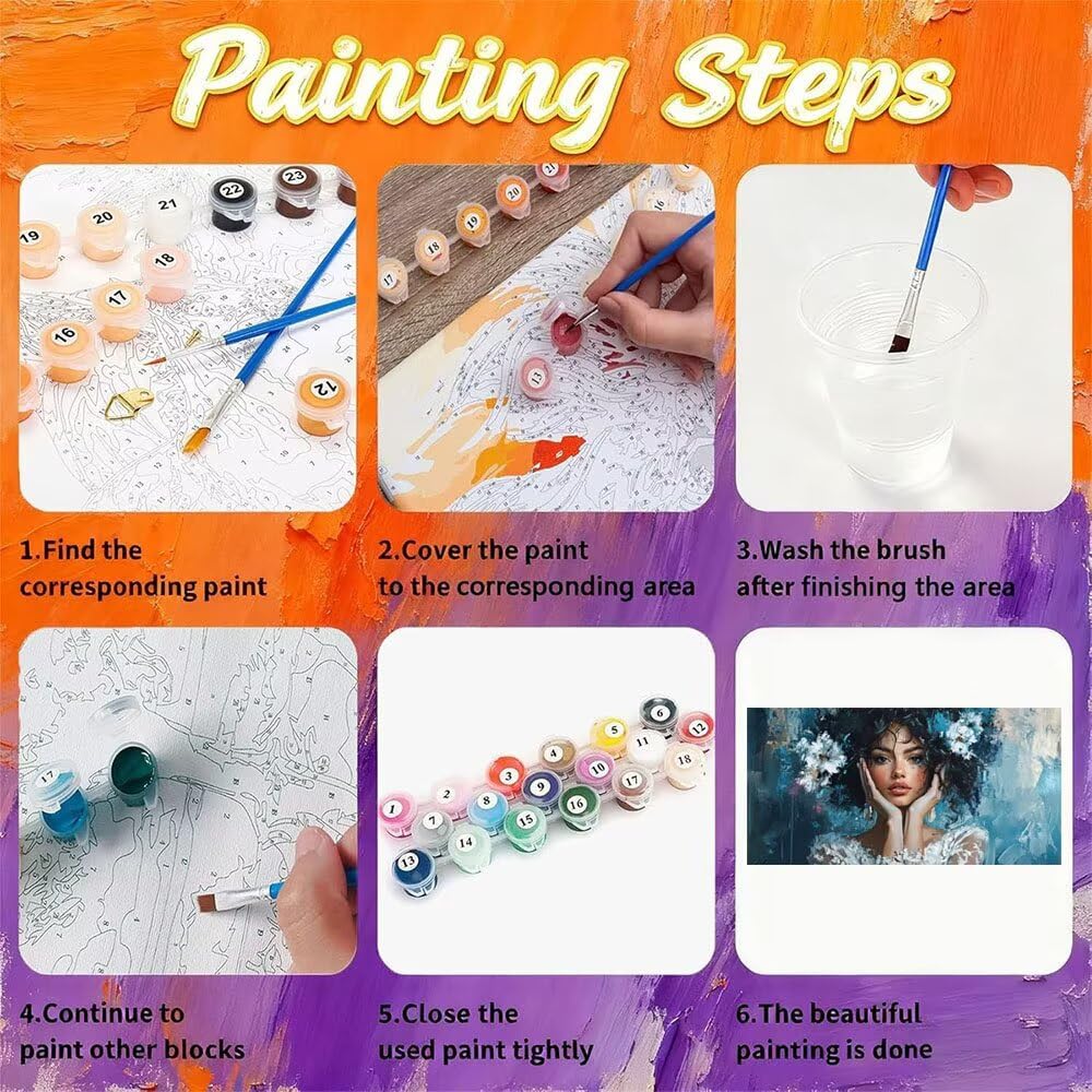 Weiß Malen Nach Zahlen Erwachsene & AnfäNger Kits, Malen Nach Zahlen Mädchen Bastelset Kinder Ab 6 Jahre, Acrylfarben DIY Set Erwachsene, Geeignet FüR Deko Wohnzimmer, Ohne Rahmen 60x120cm U-24
