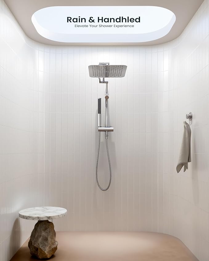 Regadera de Lluvia Veken 10" Cuadrada con Mano y Brazo Extensible, Cromo miniatura 7