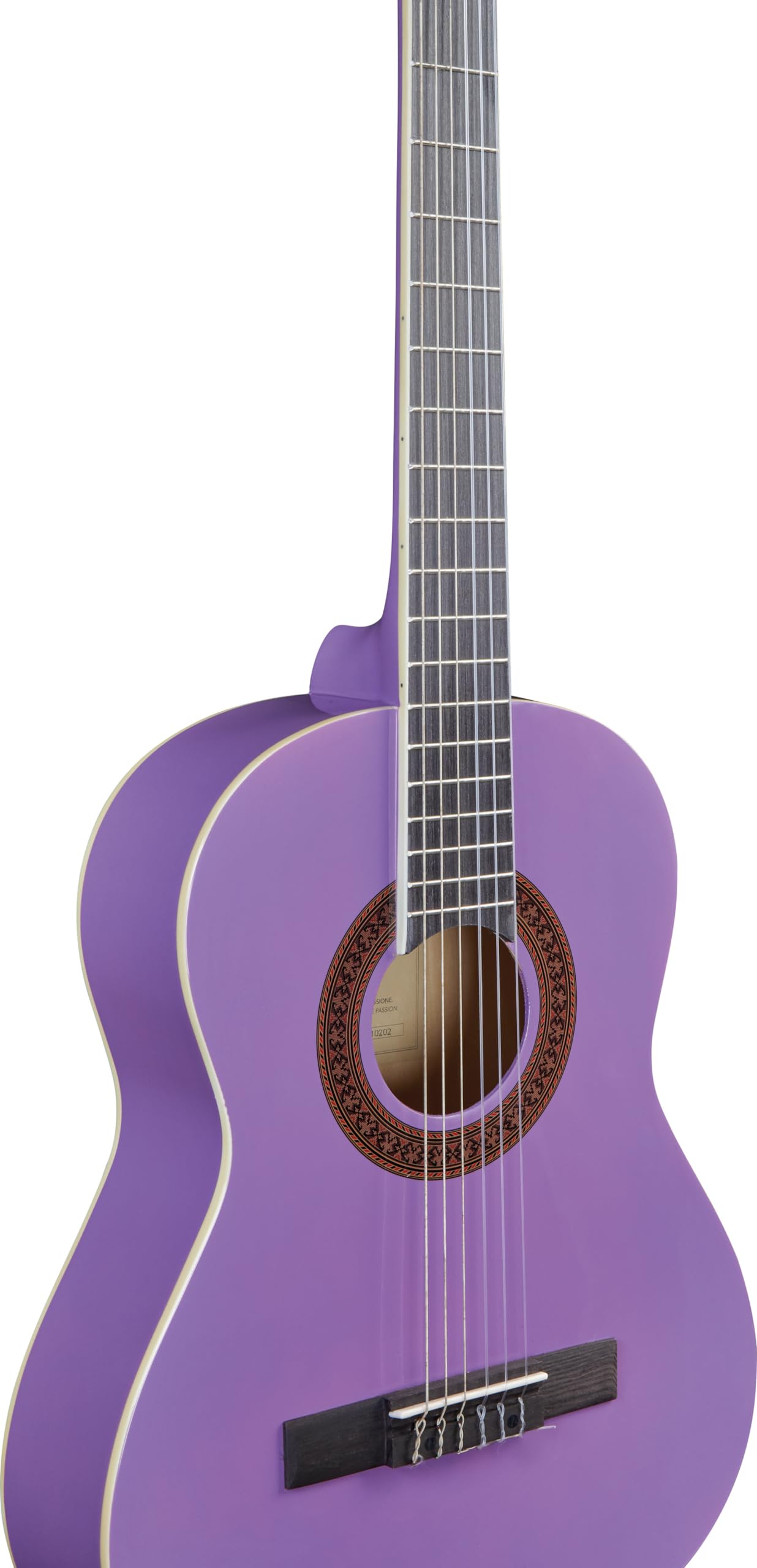EKO GUITARS CS-5 Púrpura Guitarra clásica serie Studio Scala 3/4, Top en Agathis, Bandas y fondo de tilo laminado, mango de caoba y teclado de abedul, estuche incluido, color púrpura