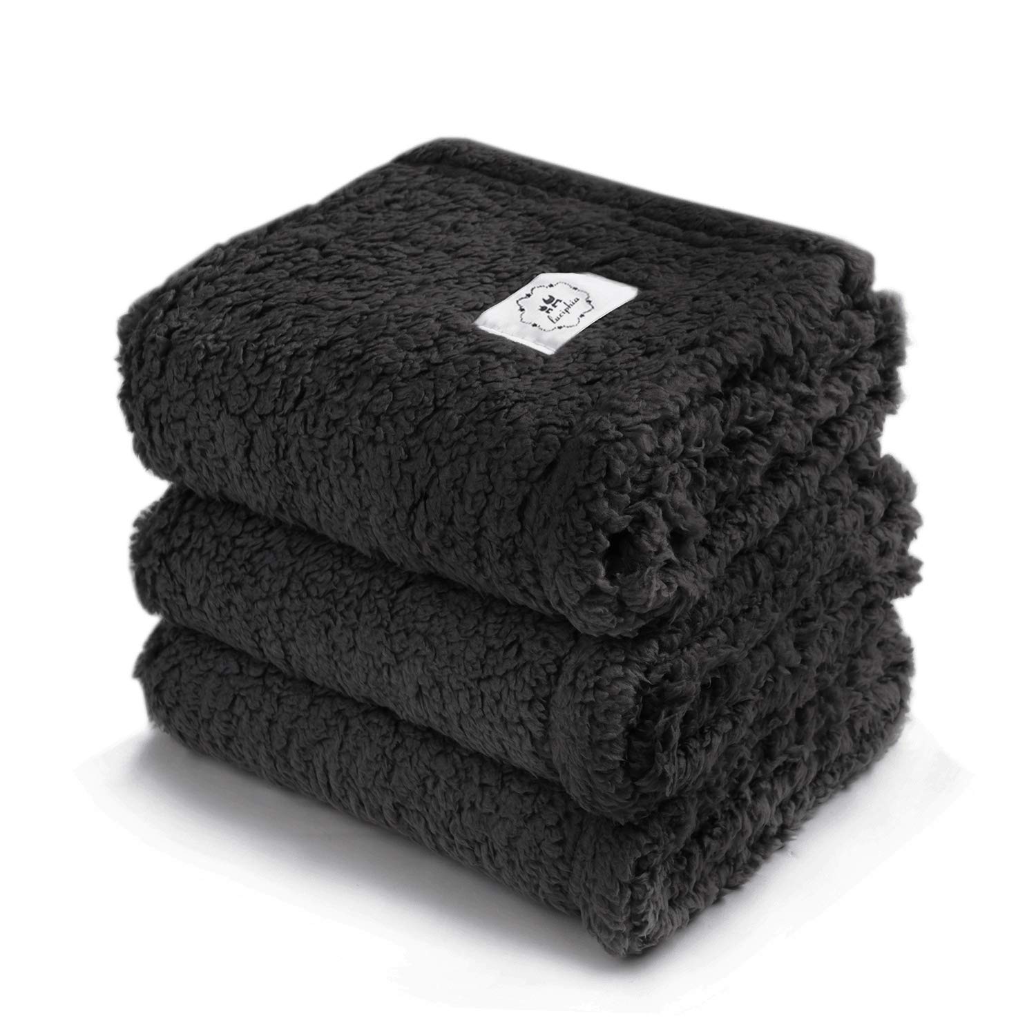 Tapis lit pour chiens et chats luciphia couverture peluche ultra-souple noir M