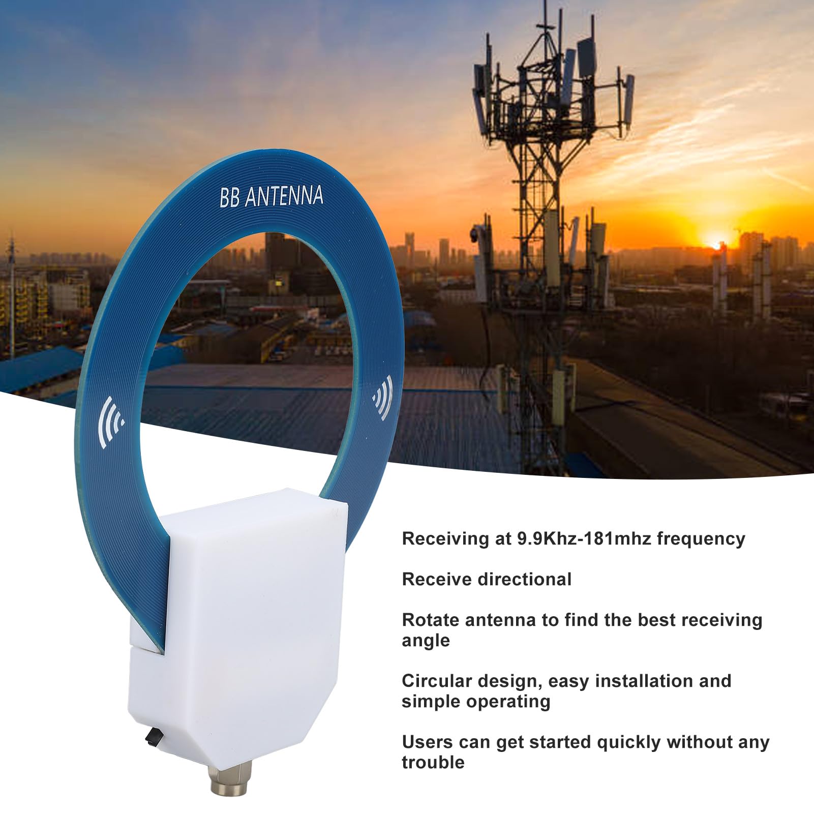 Antena Krótkofalowa Mini Loop Przenośna 9,9 KHz – 181 Mhz SMA Złącze Męskie Interfejs SW Przenośna Antena Typu Donut do Odbiornika Radiowego Malachit HAM do Radia Krótkofalowego