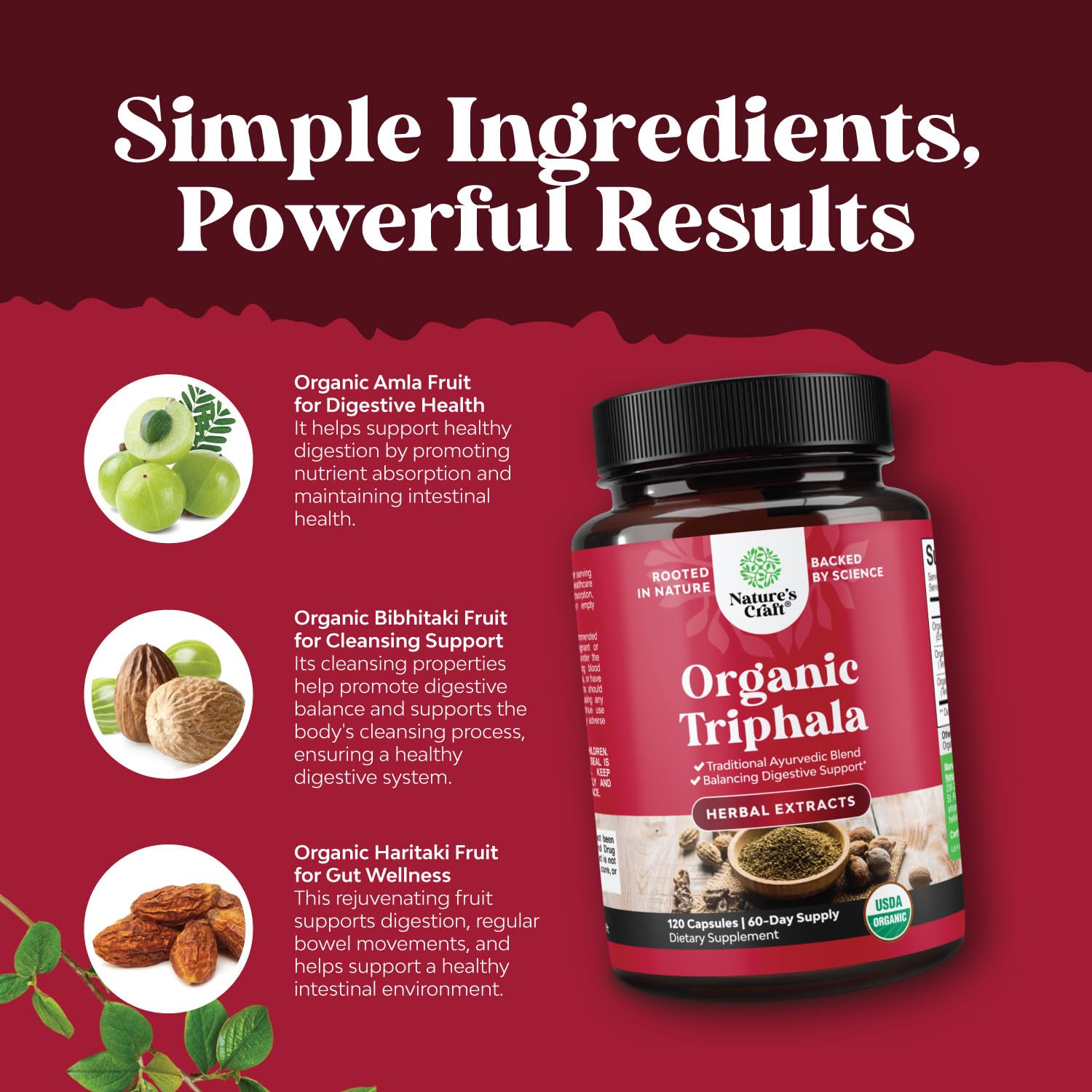 Organic Triphala Capsules - Digestive Health Support - 120 Count — Amazon image 4