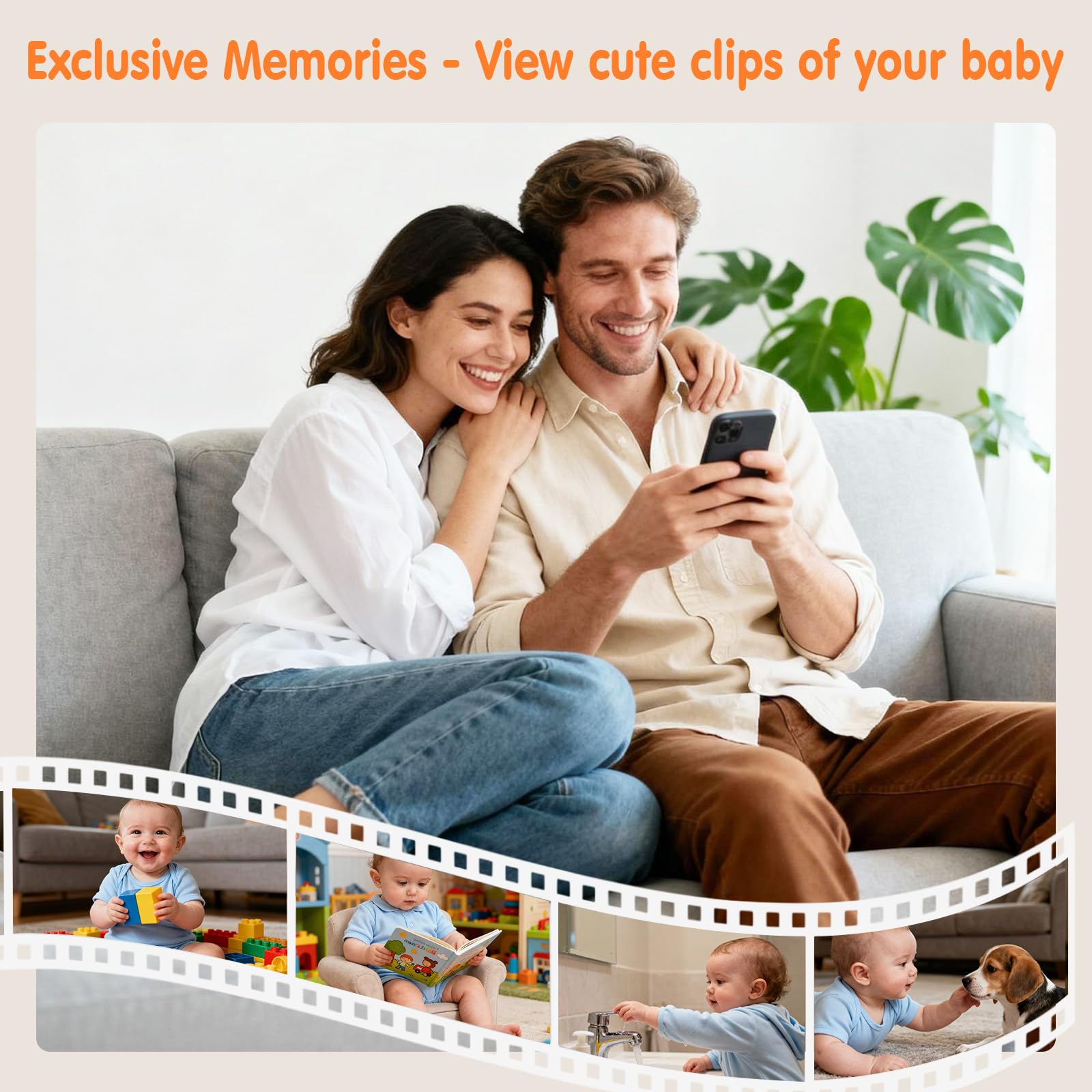 Babyphone con fotocamera e app, monitor da 4,3" con zoom, visione notturna, pianto/movimento/rilevazione del rumore/ninna