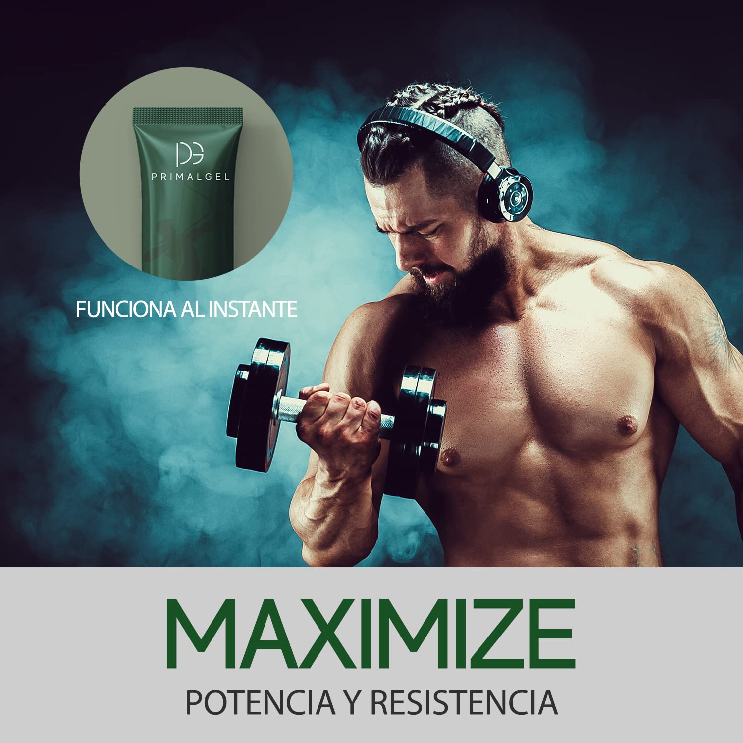 PrimalGel Suplemento Testosterona Hombres - Maca, Ginseng, Zinc - 10 Sobres Gel Líquido