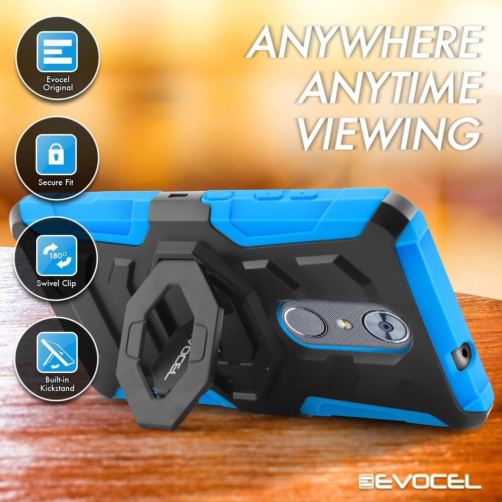 ZTE MAX XL/ZTE Blade Max 3 / ZTE Max Blue Case, Evocel [New Generation Series] Belt Clip Holster, Kickstand, & Dual Layer for ZTE N9560 / ZTE Z986 / ZTE N986, Blue