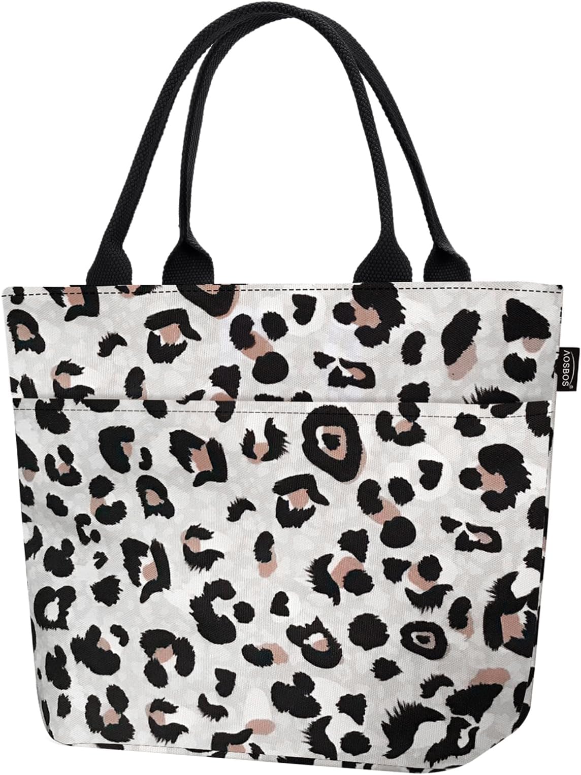 Aosbos Lunch Tote Bag, Insulated Lunch Box for Women, Leakproof Lunch Cooler Purse for Work, Leopard Print
