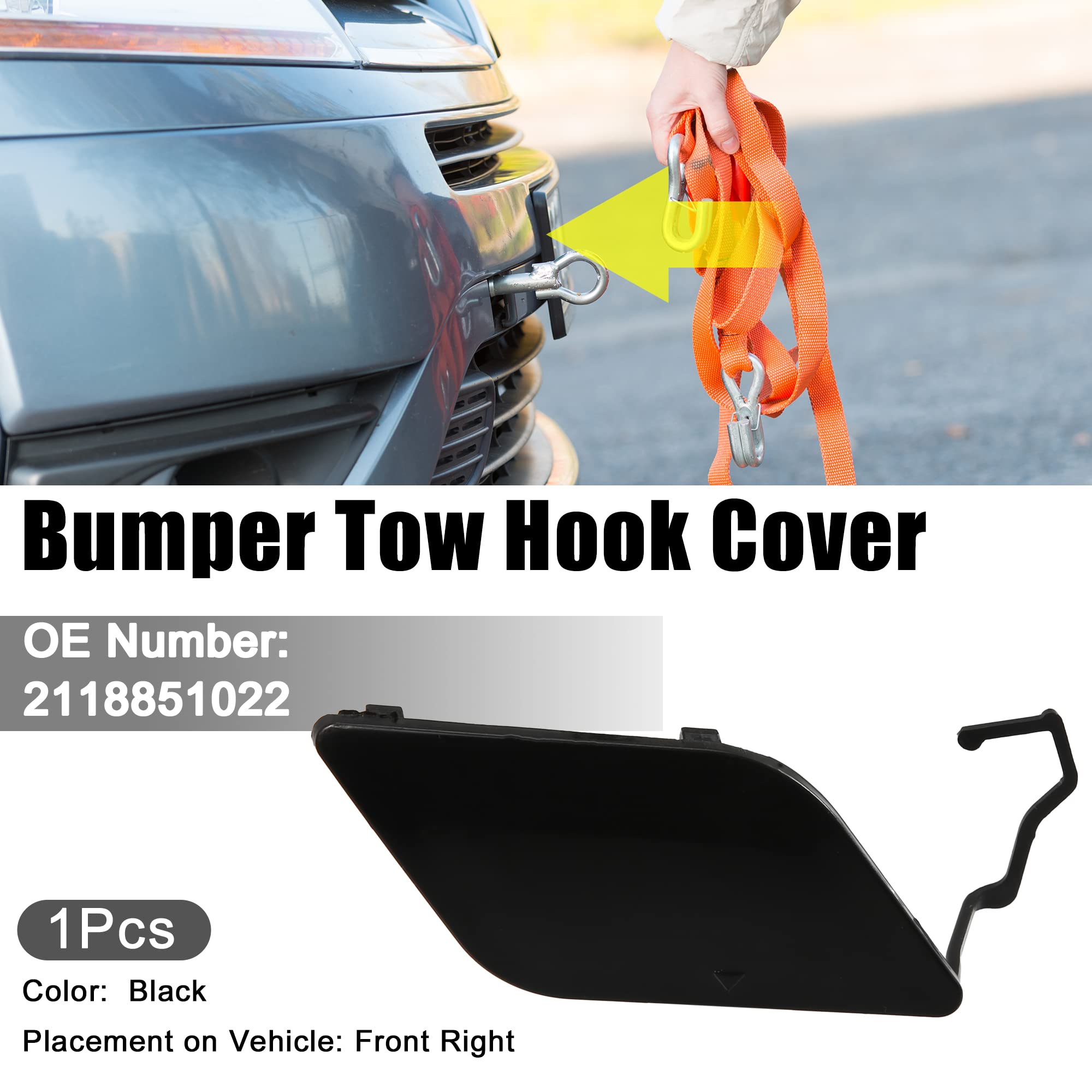 ACROPIX Car Front Right Bumper Towing Tow Eye Hook Cover Cap Fit for Mercedes-Benz E320 - Pack of 1 Black