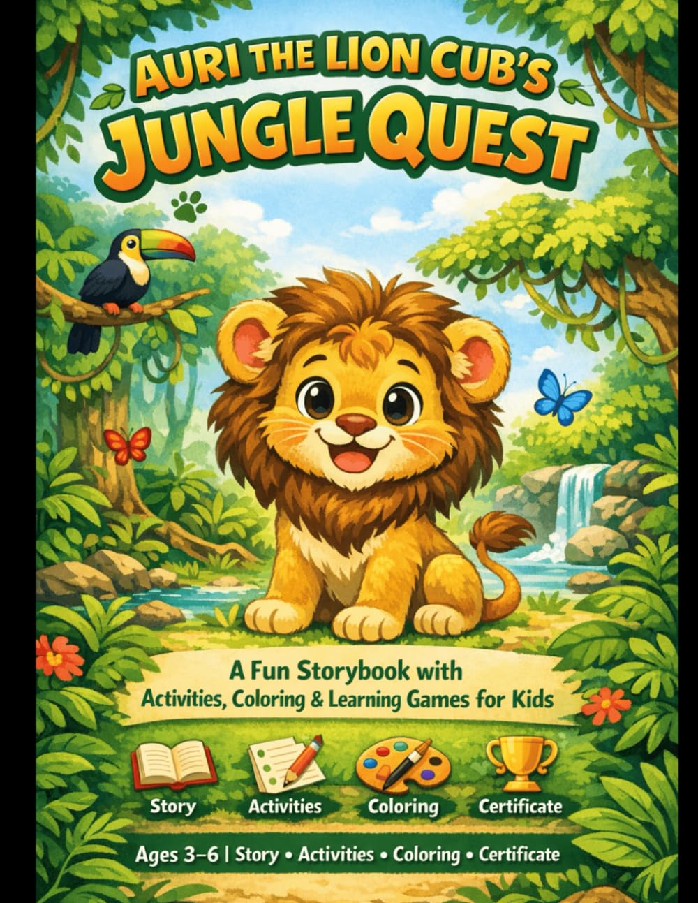 Auri the Lion Cub’s Jungle Quest: A Fun Storybook with Activities, Coloring & Learning Games for Kids