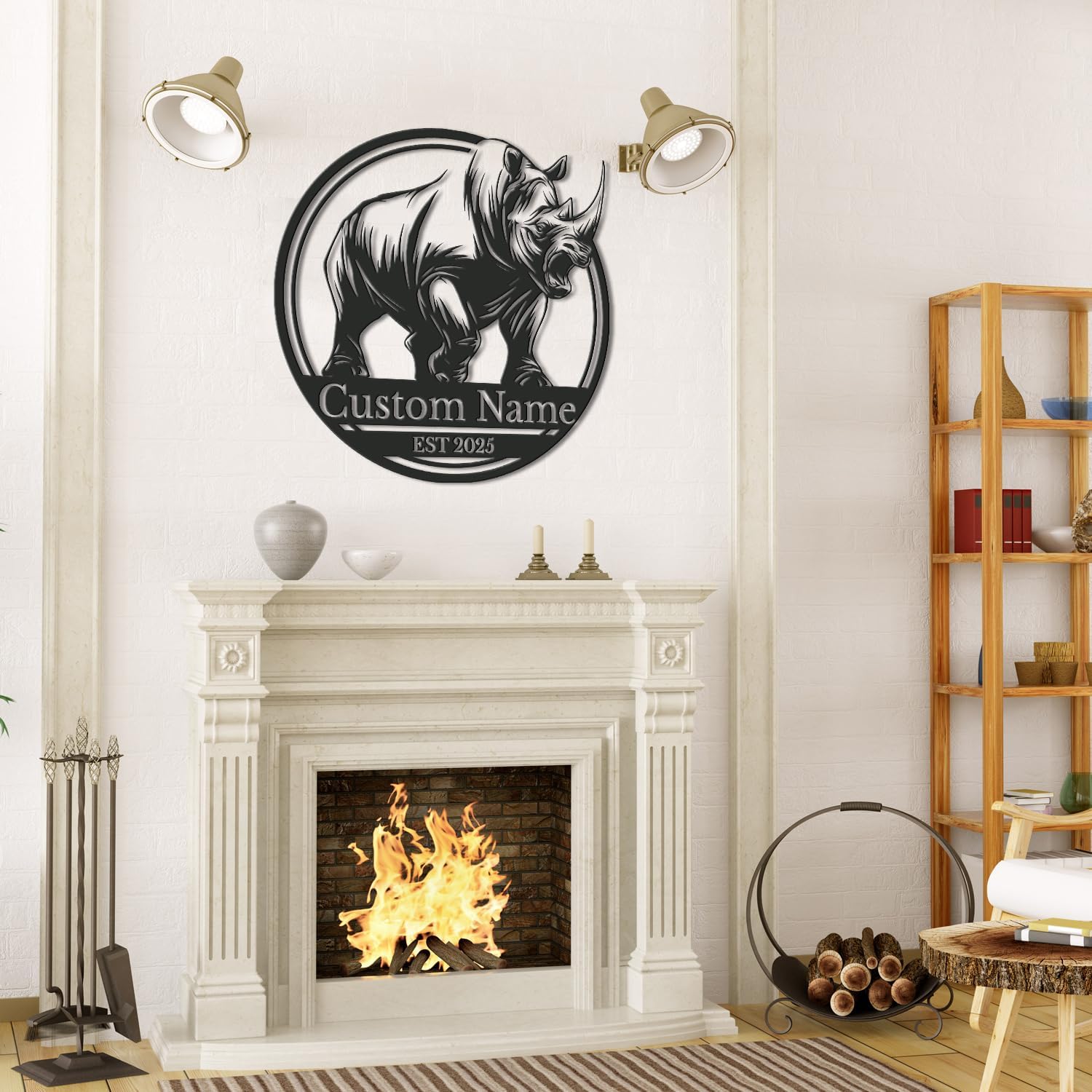 Personalized Rhino Metal Sign - Custom Safari Wall Art, Wildlife Conservation Wall Art, Rustic Bar or Nursery Decor, Durable Indoor/Outdoor Plaque (Style-3)