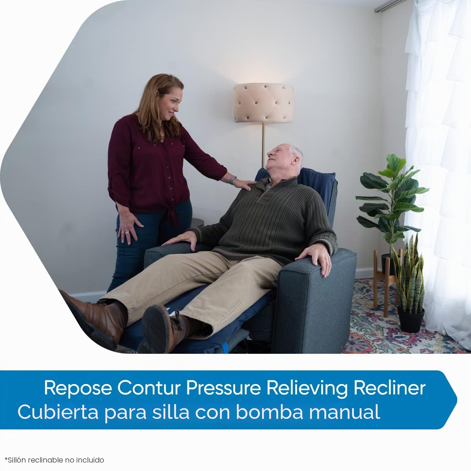 Repose - Alivio de la presión Contur Agudo Silla reclinable superposición y Bomba – Cojín Inflable de redistribución de presión para sillas reclinables – Previene llagas de Cama y úlceras por presión