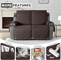 Vista 6 de TAOCOCO 100% Waterproof Loveseat Recliner Cover, Non Slip Split Loveseat Covers for Reclining Sofa with Elastic Straps, Washable Recliner Chocolate