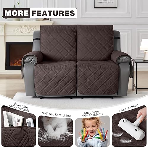 Miniatura 6 de TAOCOCO Funda reclinable 100% impermeable, fundas antideslizantes para sofá biplaza reclinable con correas elásticas, silla reclinable