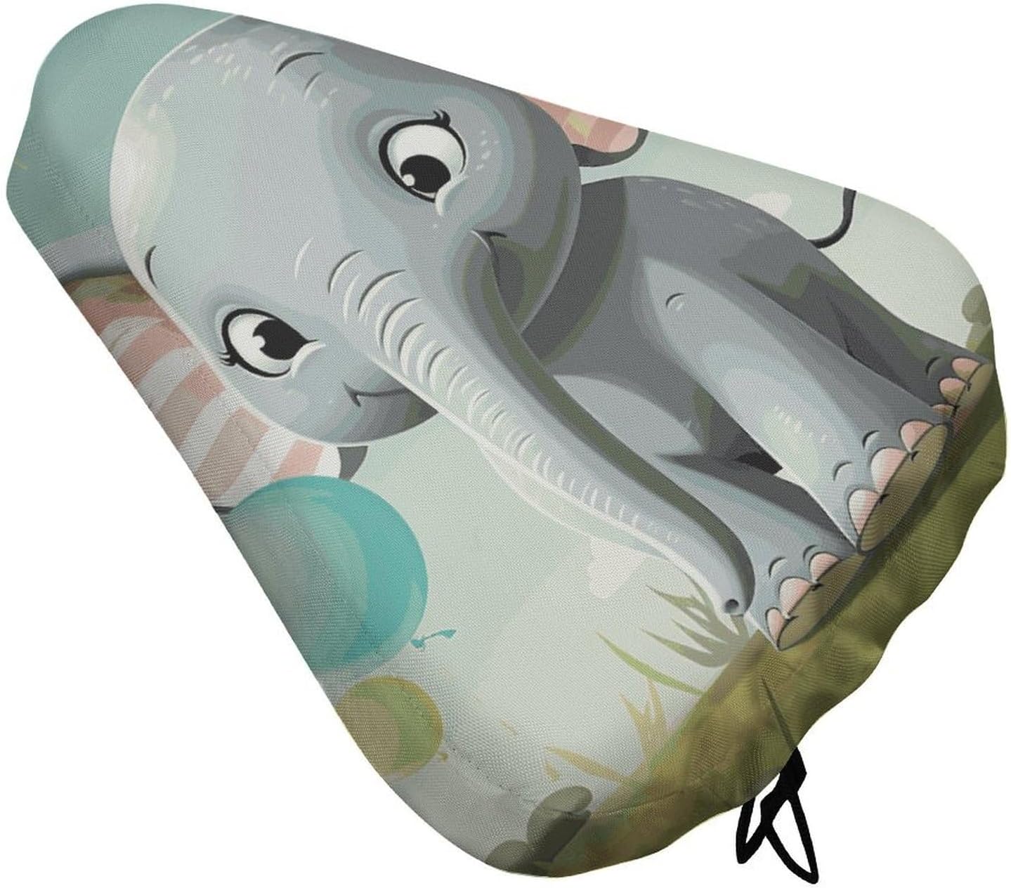Lovely Elephant Waterproof Bike Seat Cushion with Drawstring for Women Men Soft Padded Bicycle Seat Cover for Comfort Wide Road Bike Saddles Universal Fit for Mountain Exercise