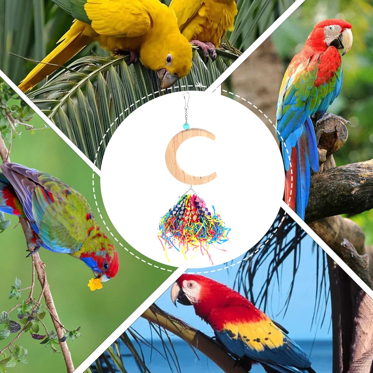 Abaodam 2Pcs Bird Swing for Parakeets Moon Perch for Parrots Easy to Install Cage Decor Safe and for Chewing and Playing Bird Cages