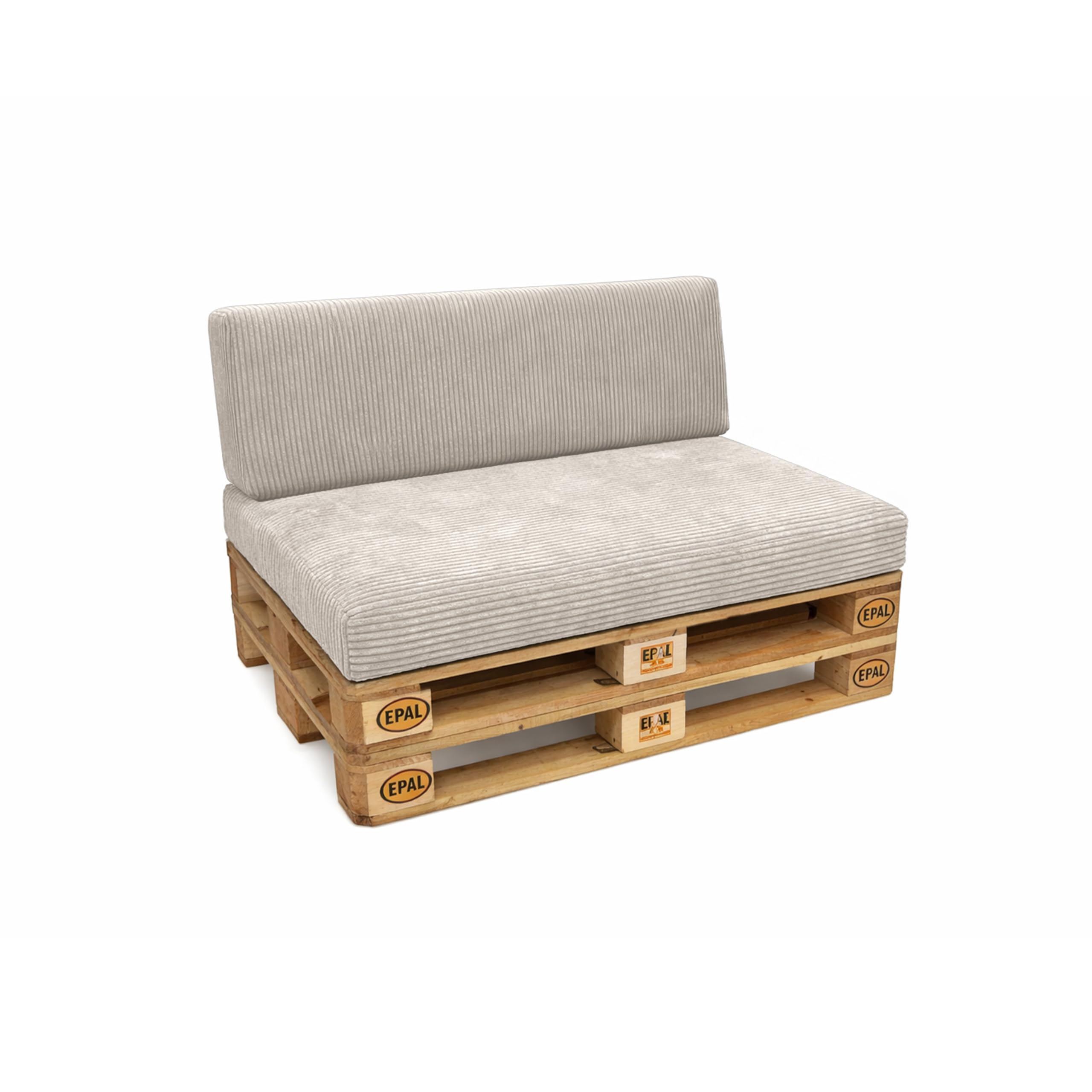 POKAR Euro Pallet Seating Set of 2: 1x seat cushion 120x80cm + 1x back cushion 120x40cm, cold foam, removable covers, Home Garden Furniture DIY, indoor outdoor pillow, without pallets, Beige — view 15