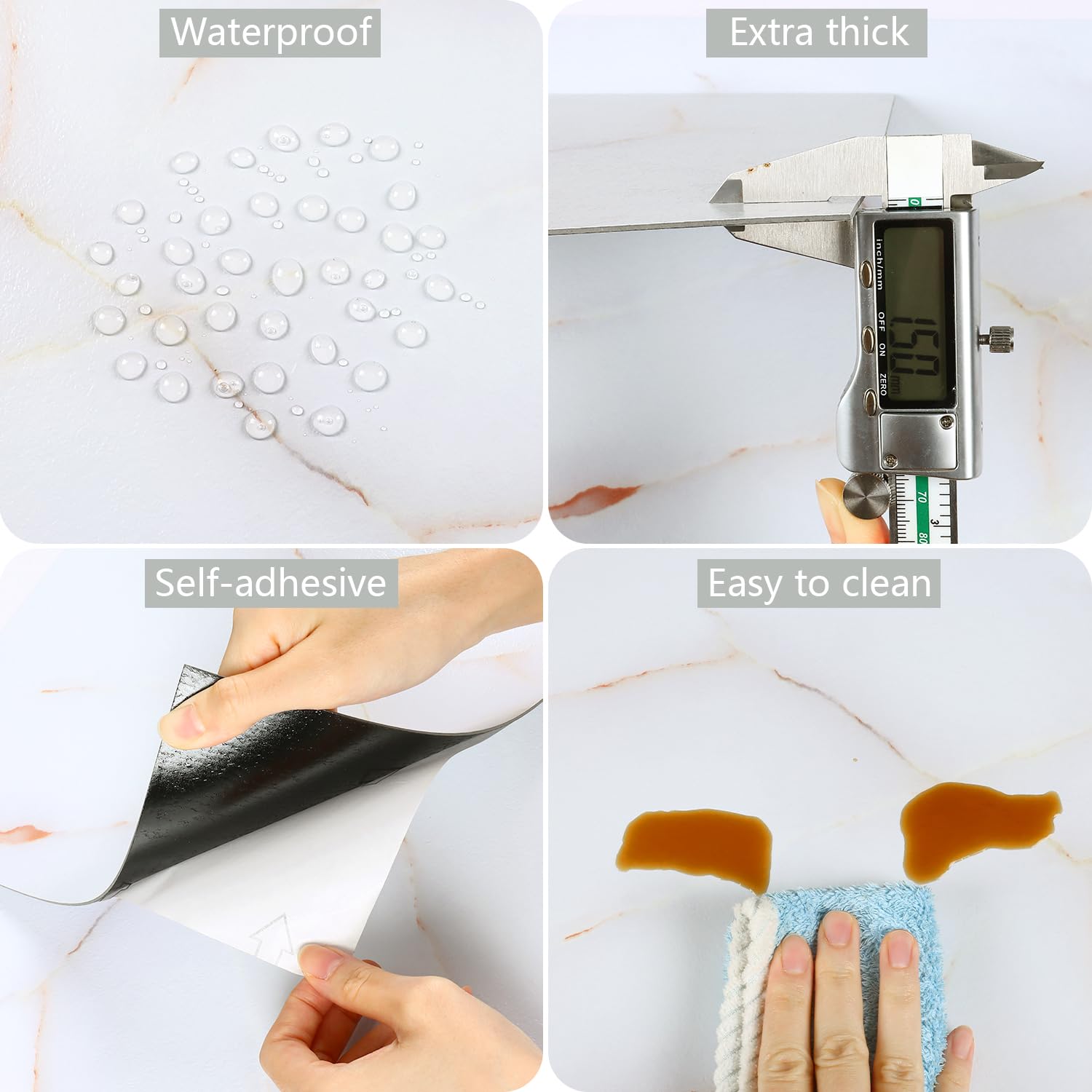 VEELIKE Pavimento PVC Adesivo Marmo Bianco Oro 24 Pezzi Piastrelle Adesive Pavimento Bagno Spesso Adesivi per Piastrelle Marmo Bianca per Cucina Camera da Letto Garage Impermeabile 30 cm x 30 cm